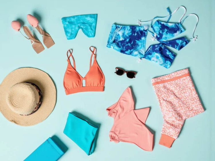 Colorful Swimwear Collection featuring stylish bikinis, swimsuits, and beach accessories for summer fun