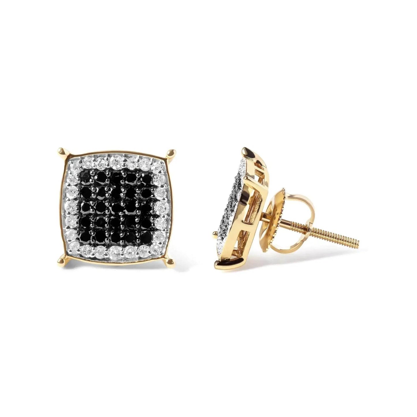 Men's 10K Gold Black & White Diamond Earring - 1/2 Cttw - Solstik