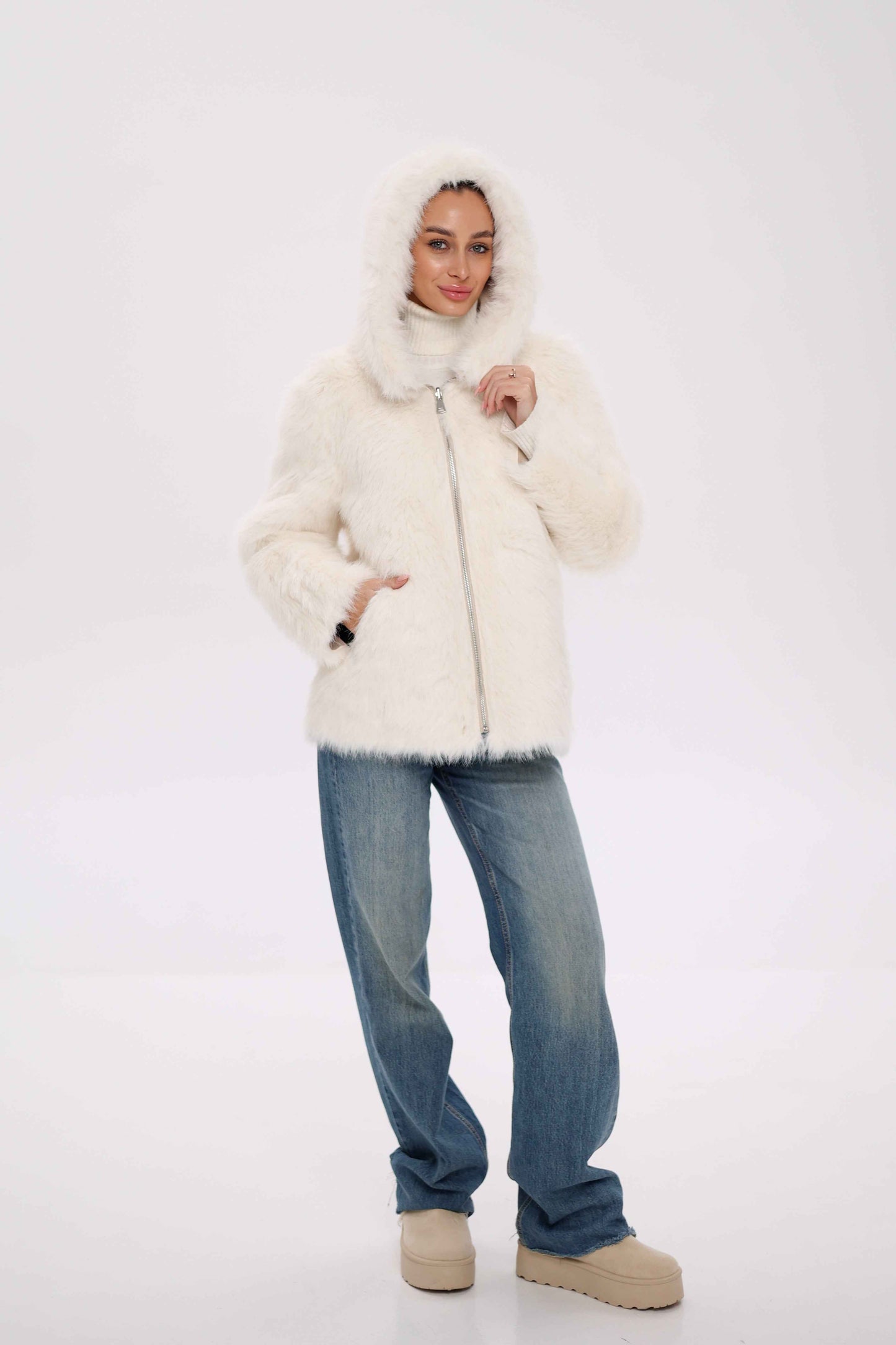 ⇆ Reversible Hooded Wool Blend Jacket