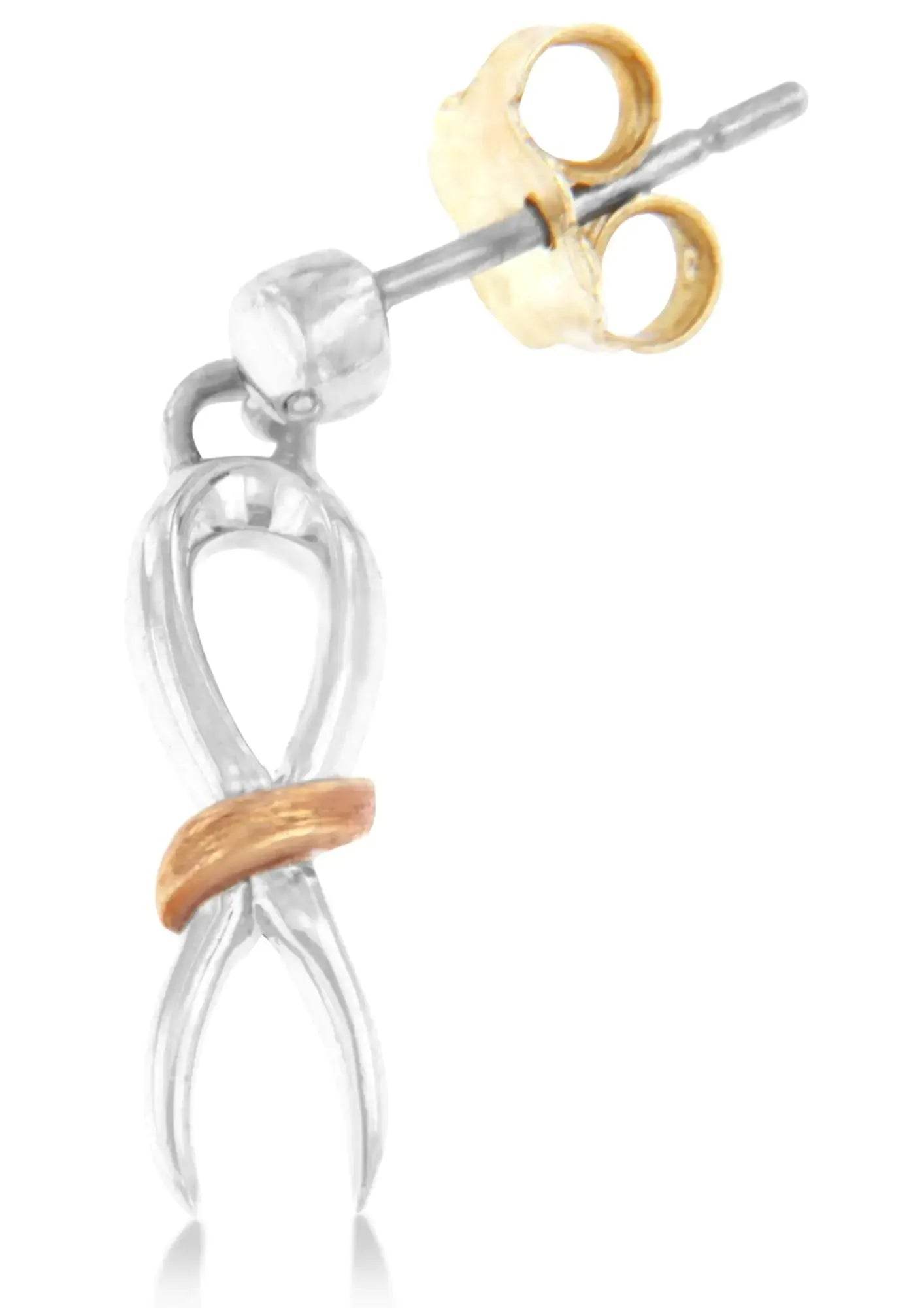 Dual-Tone Sterling Silver Ribbon Earrings - Solstik