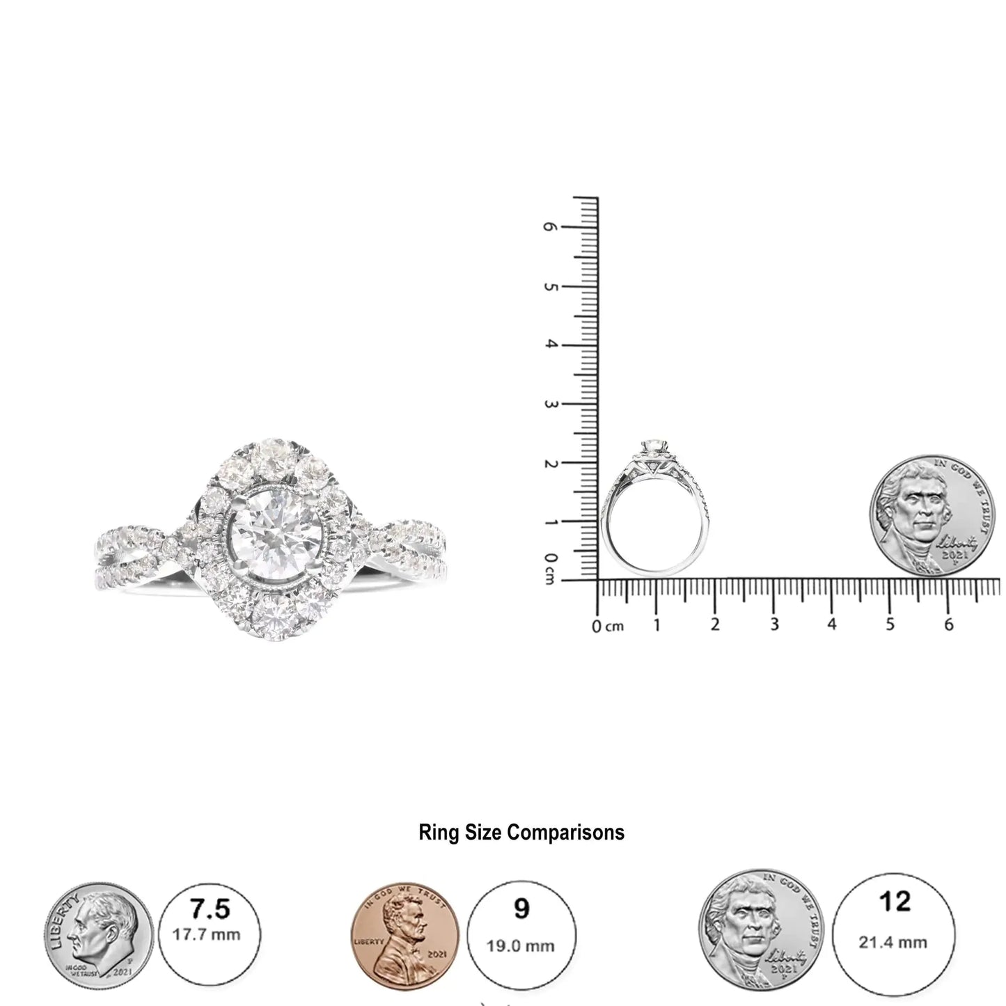 GIA 14K White Gold 1.2 CTW Diamond Halo Engagement Ring - Solstik