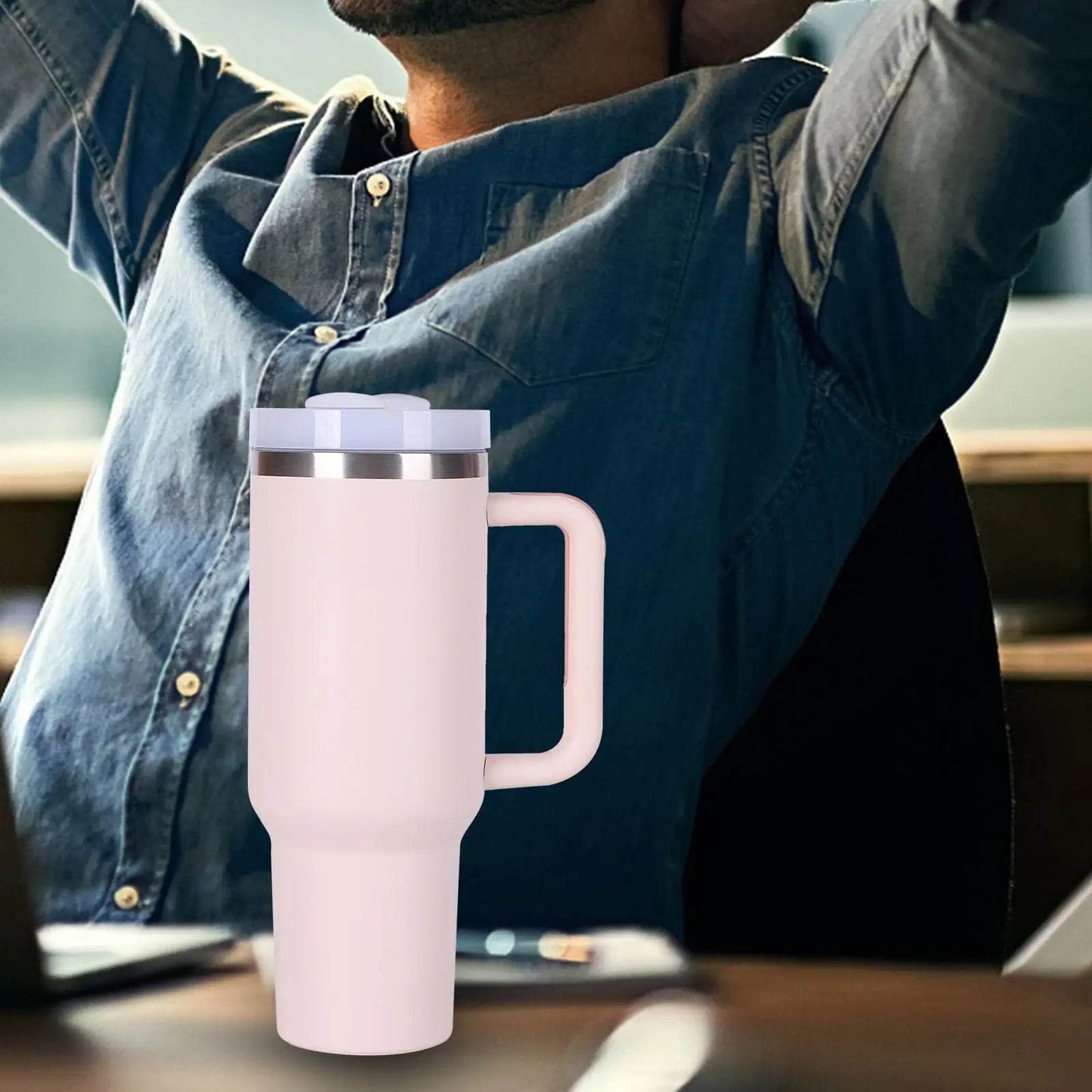 40oz V2 large capacity tumbler, With Handle And Straw Lid, Insulated Reusable Stainless Steel Water Bottles Travel Mug Coffee Cup car cup water cup For Men Women Outdoor Camping Driving, gift - Solstik