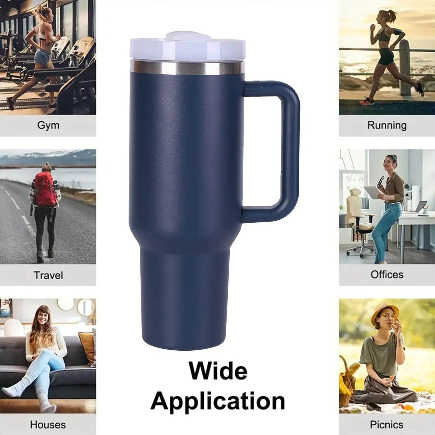 40oz V2 large capacity tumbler, With Handle And Straw Lid, Insulated Reusable Stainless Steel Water Bottles Travel Mug Coffee Cup car cup water cup For Men Women Outdoor Camping Driving, gift - Solstik