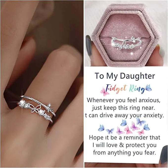 Women's Fashion Double Layer Butterfly Diamond Ring Set - Solstik