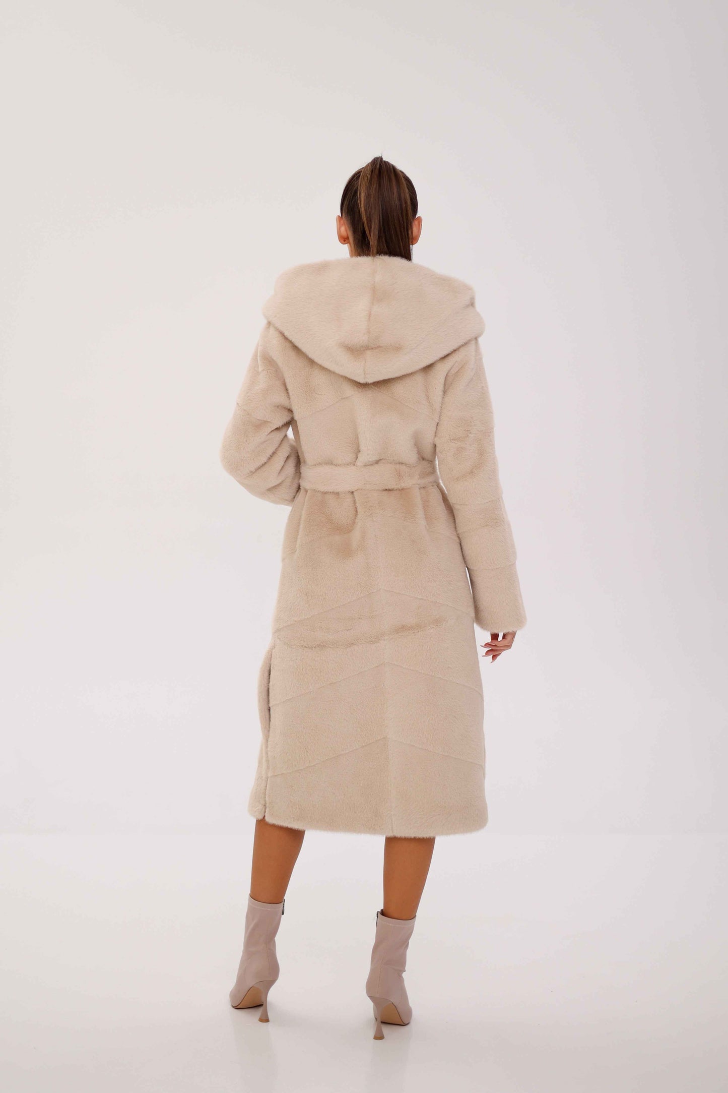 Faux Mink Effect Fur Hooded Coat