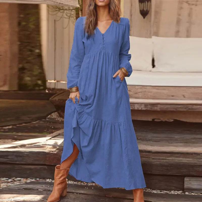 Chic Vintage Flowing Dress - Solstik