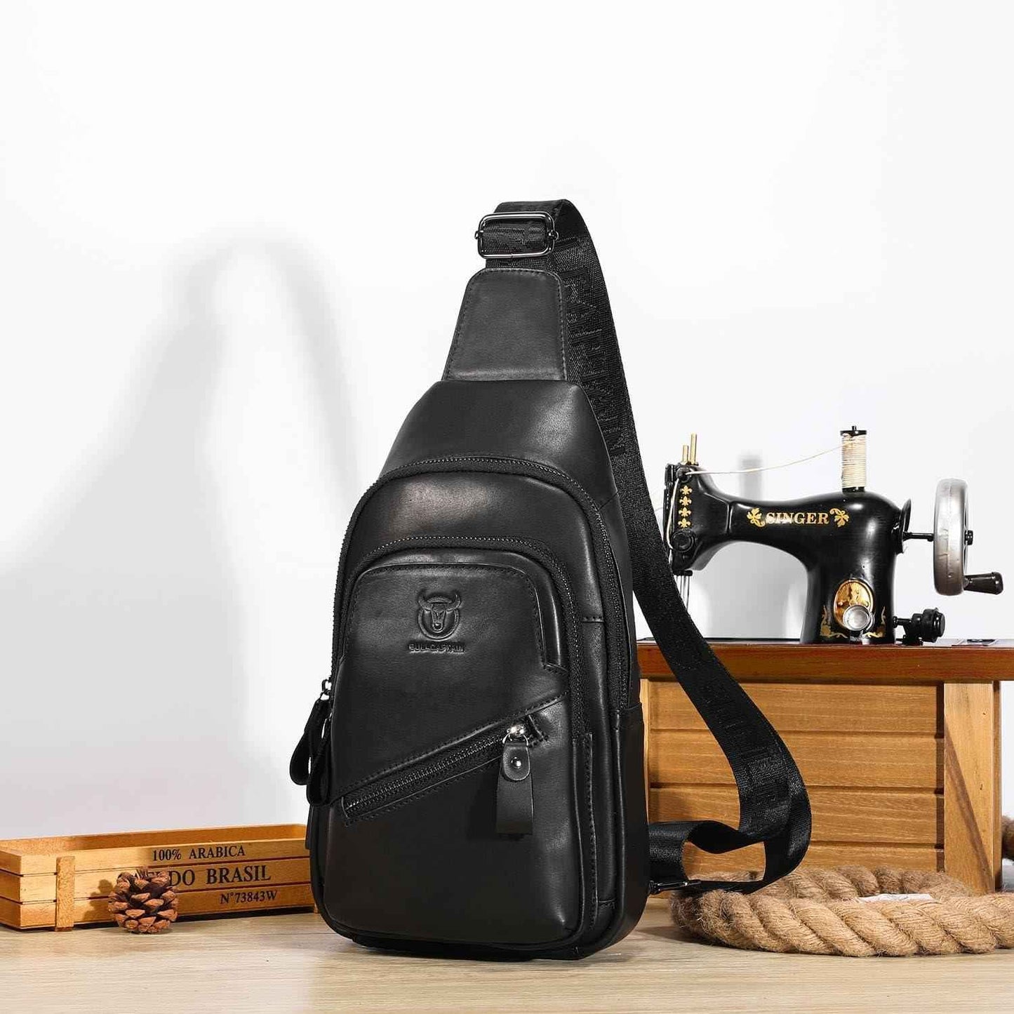 FR Fashion Co. Men's Executive Leather Sling Bag