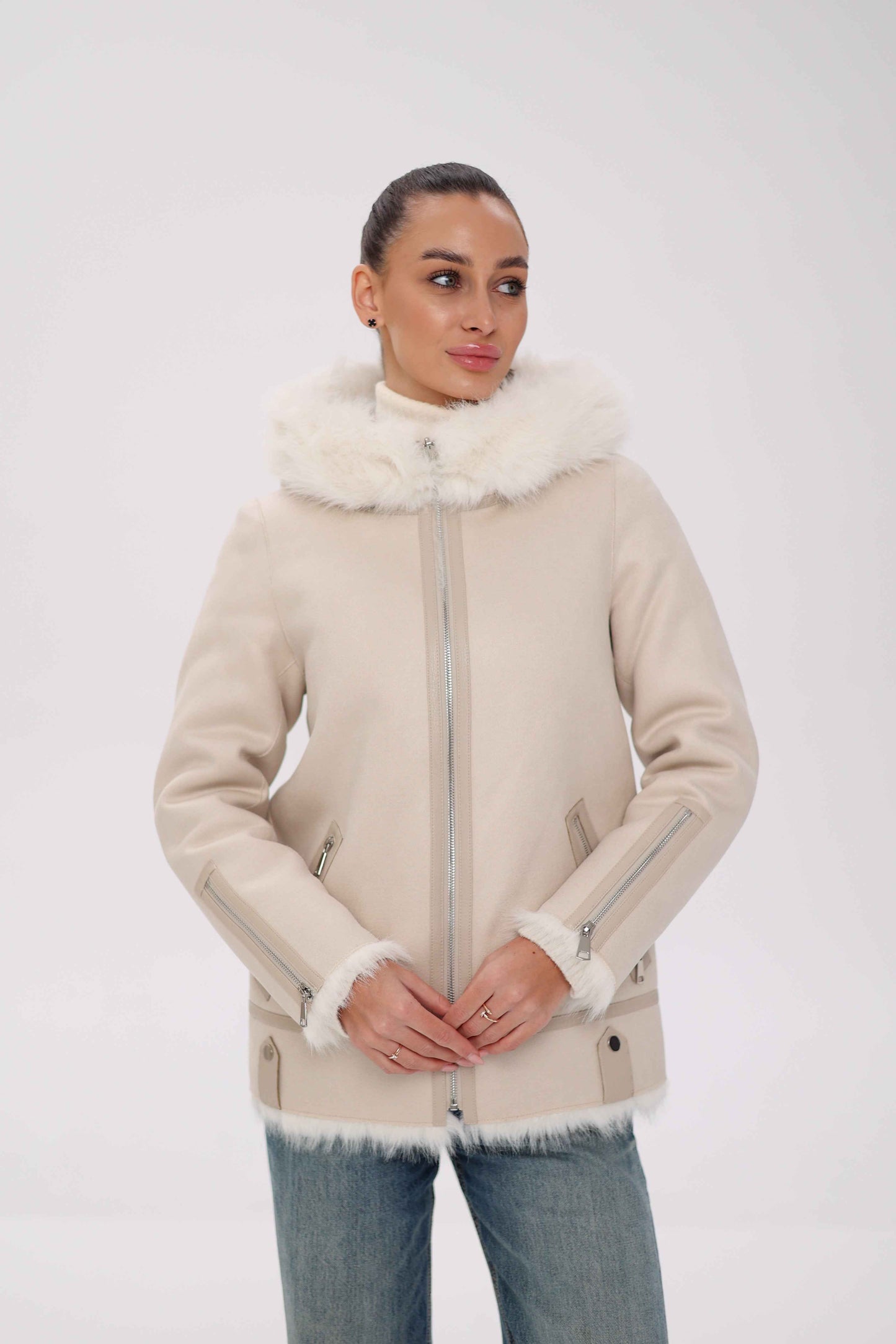 ⇆ Reversible Hooded Wool Blend Jacket
