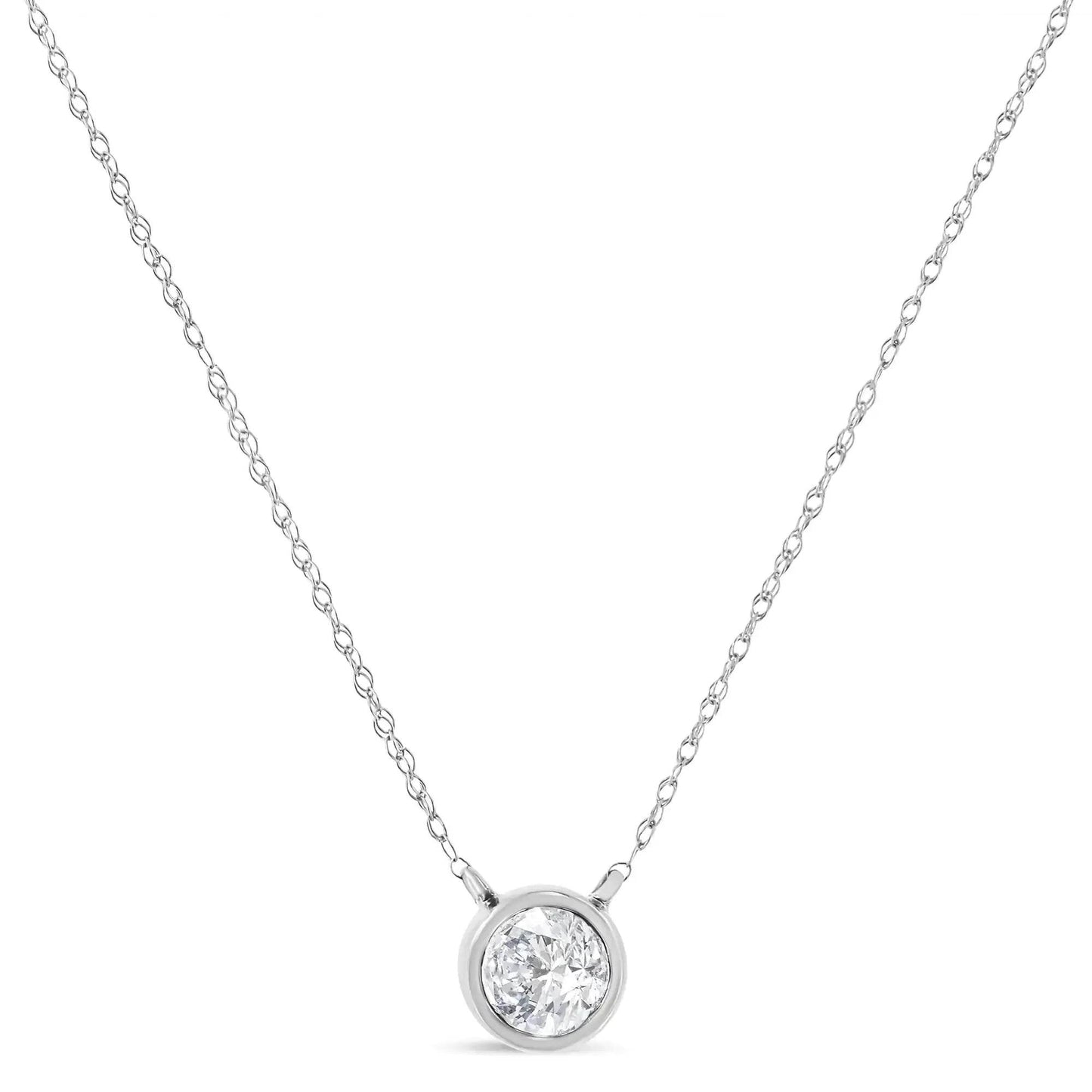 AGS 10K Gold Round Diamond Solitaire Pendant Necklace - Solstik