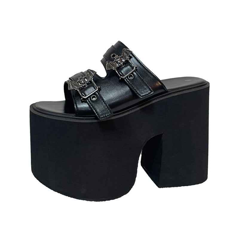 Super High Heel Muffin Platform Chunky Heel Women's Slippers