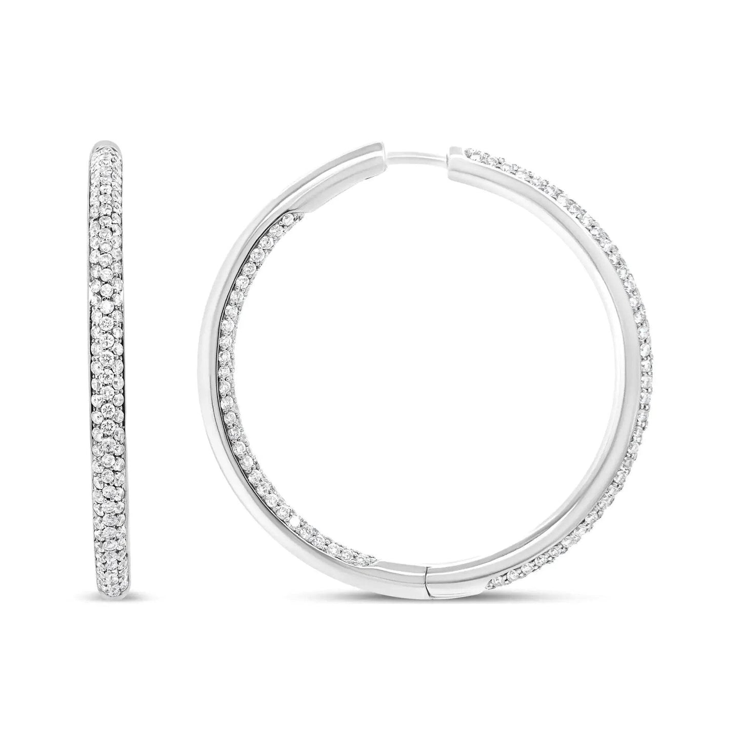 18K White Gold Double Shine 2ct Diamond Hoops - Solstik