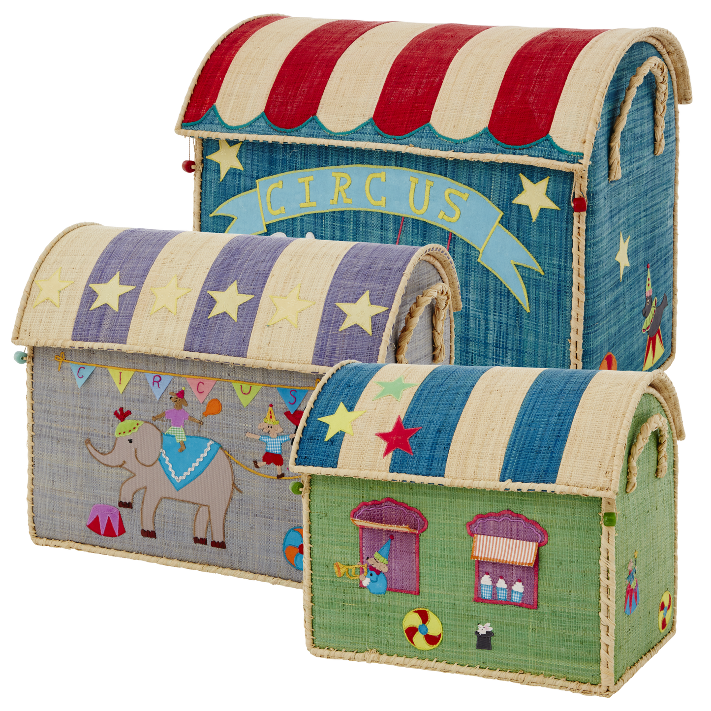 Raffia Storage House - Circus theme Set of 3