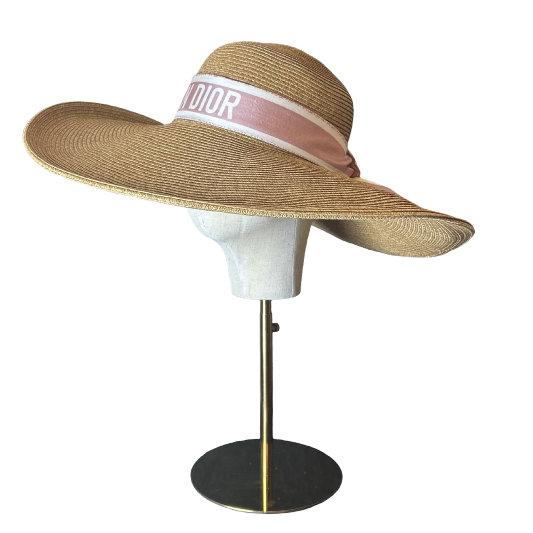 Trotter Pink Vintage Silk Scarf Perfect Straw Sun Hat - Solstik