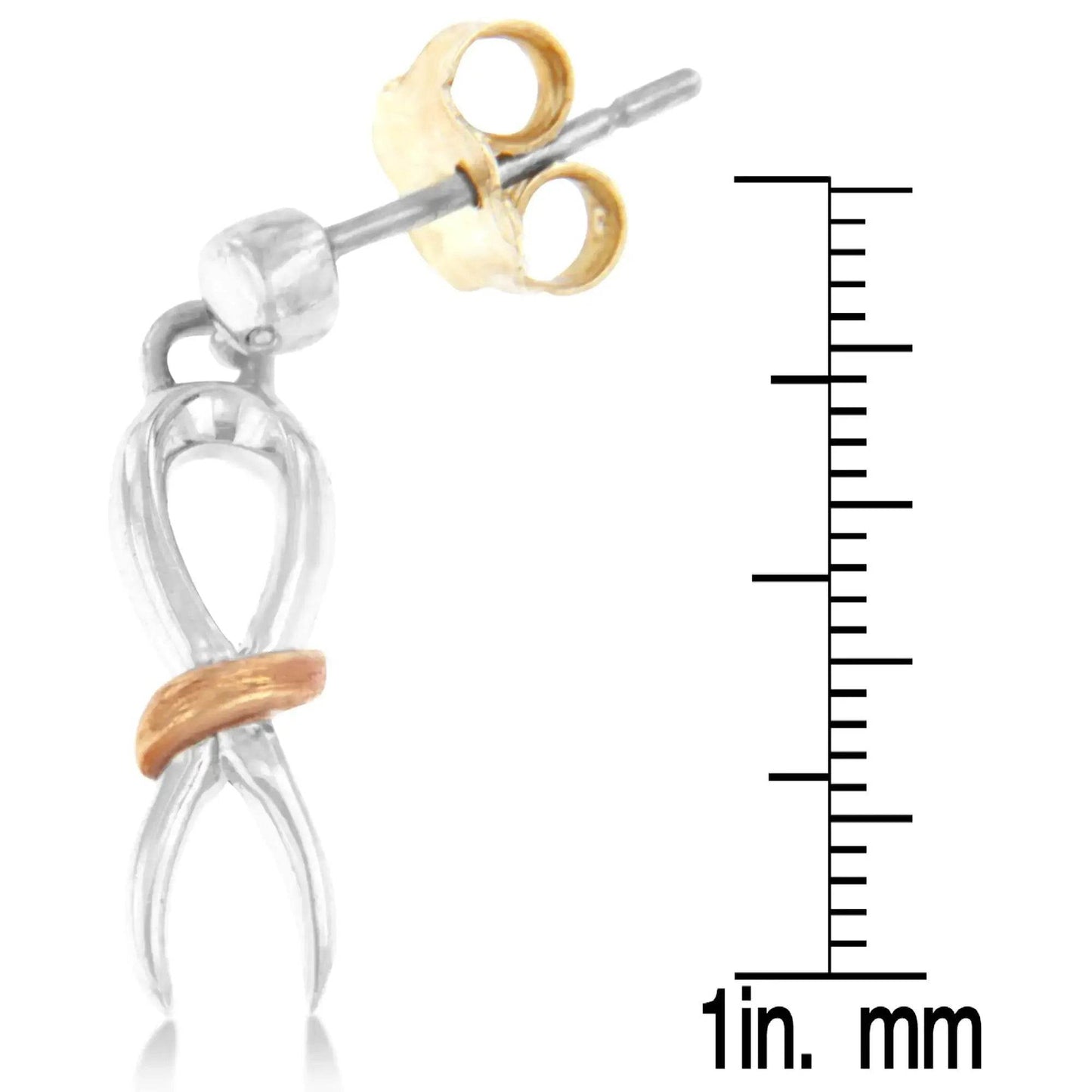 Dual-Tone Sterling Silver Ribbon Earrings - Solstik