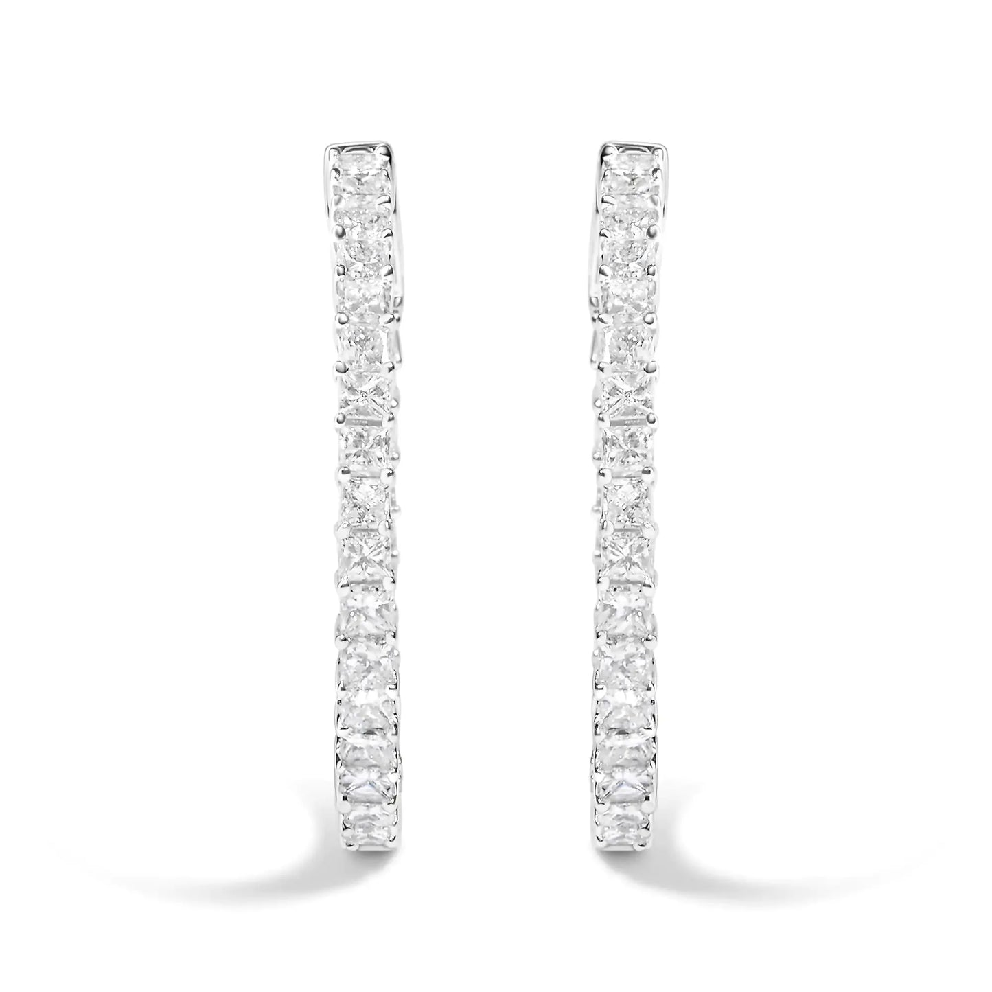 14K Princess Cut Diamond Hoop Earrings - Solstik