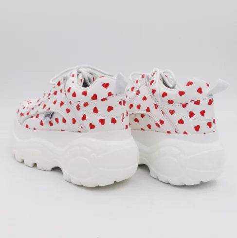 Heart-Shaped White Platform Shoes with Thick Soles - Solstik