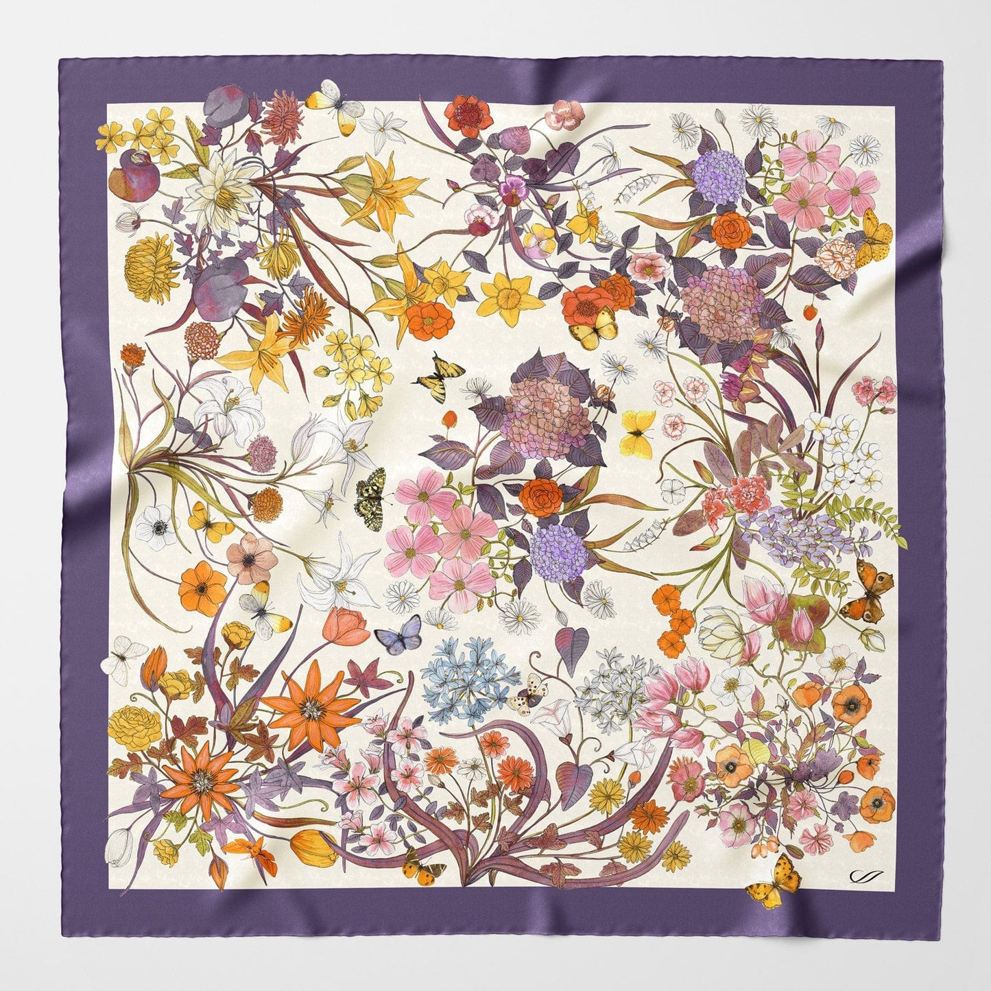 Flora - Silk Foulard - Violet - Solstik