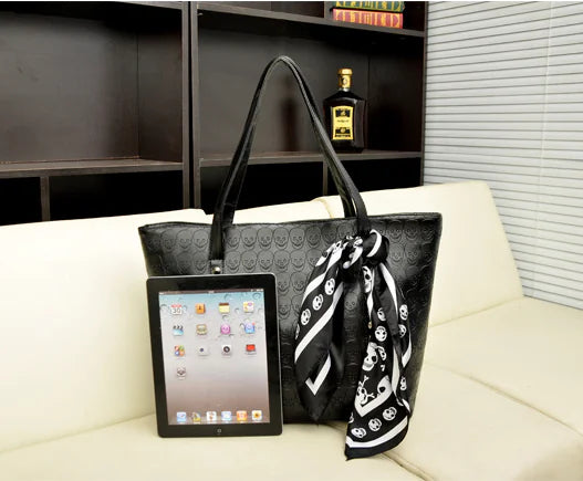 Skull Print Shoulder Tote Style Handbag - Solstik