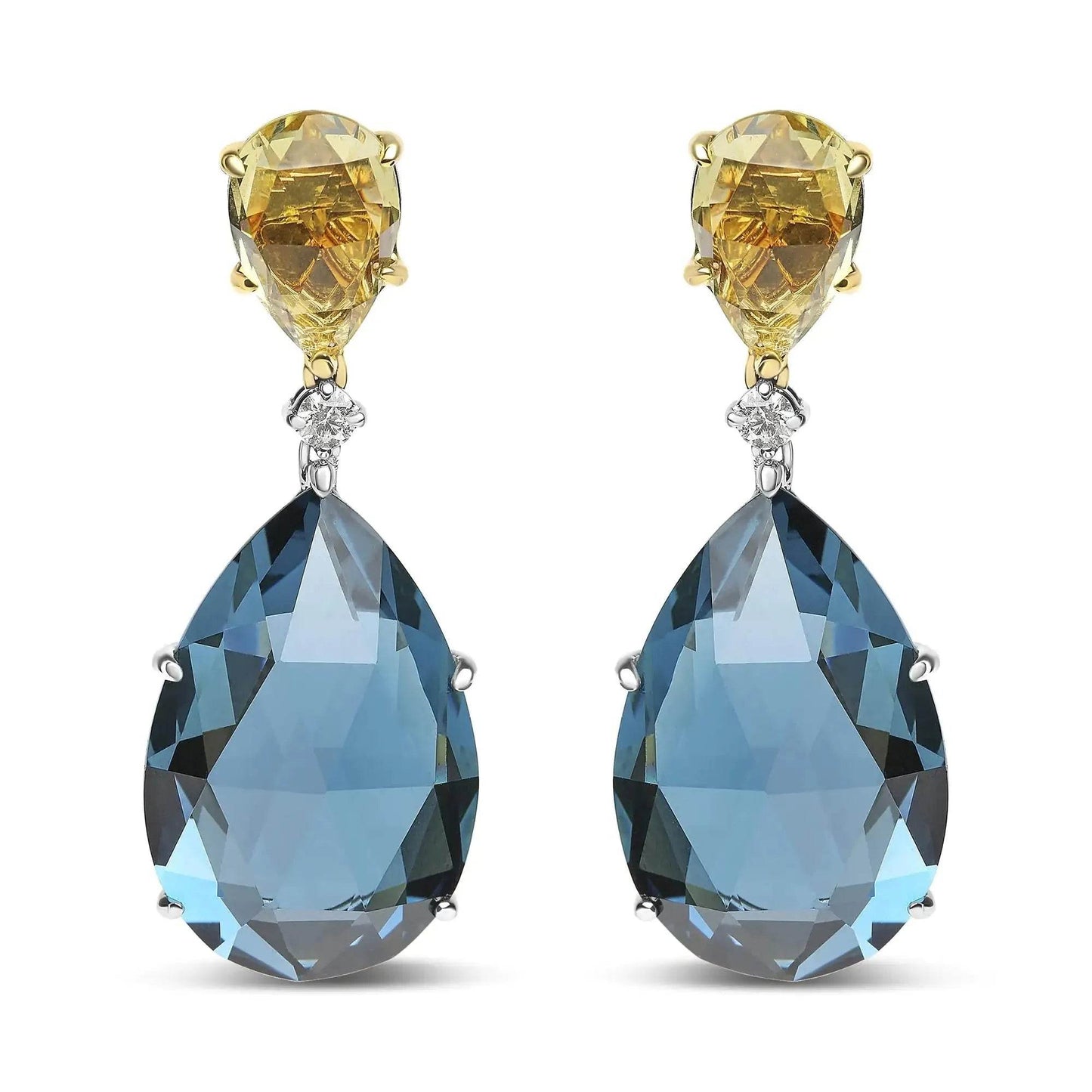 18K Gold Diamond & Dual Gemstone Dangle Earrings - Solstik