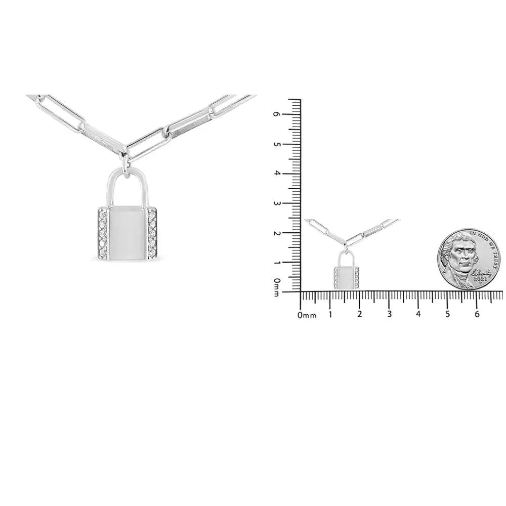 Sterling Silver Diamond Lock Necklace - Solstik