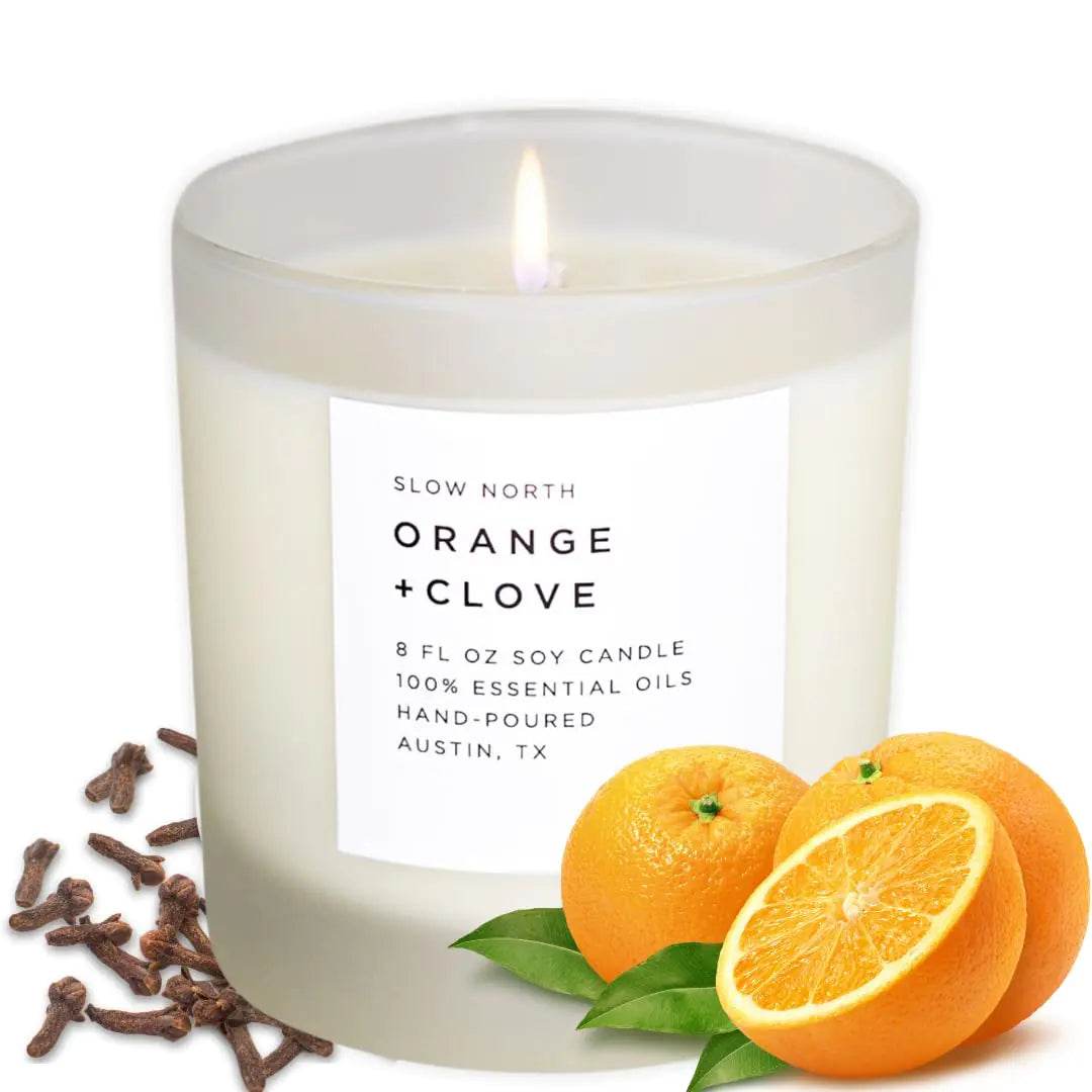 Slow North Orange Clove Soy Candle - Eco Essential Oil Blend (8 oz) - Solstik #