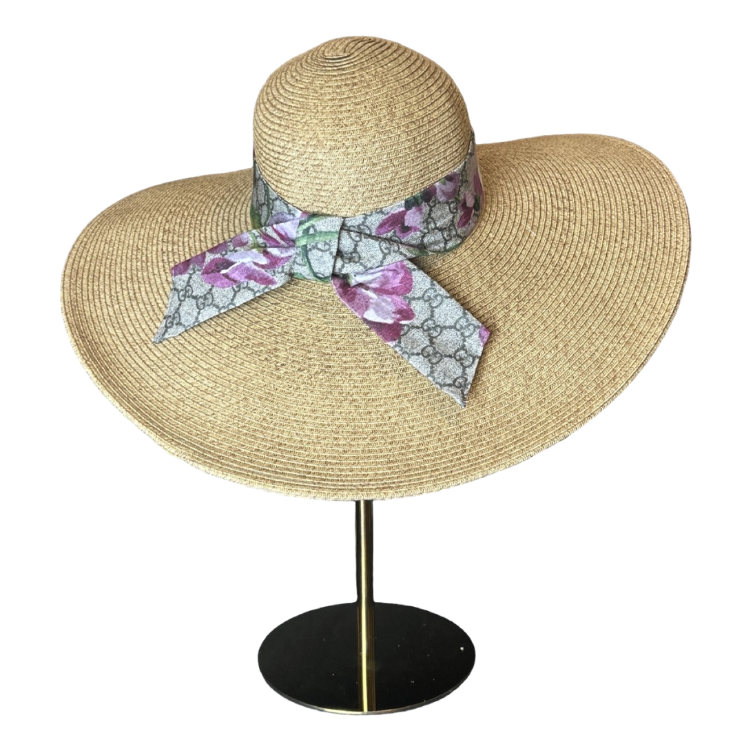 GG Logo Blooms Pink Perfect Straw Sun Hat - Solstik