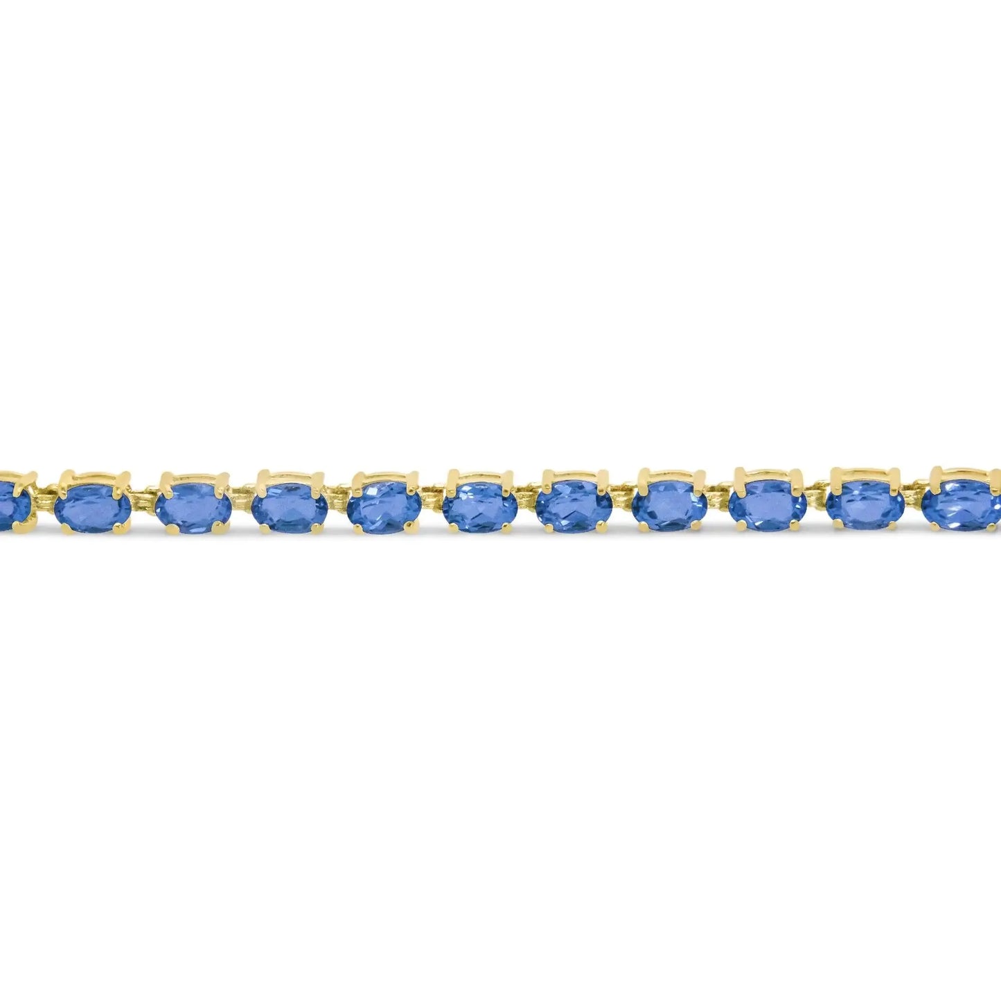 10K Yellow Gold Oval Blue Topaz Tennis Bracelet - 7 Inch - Solstik