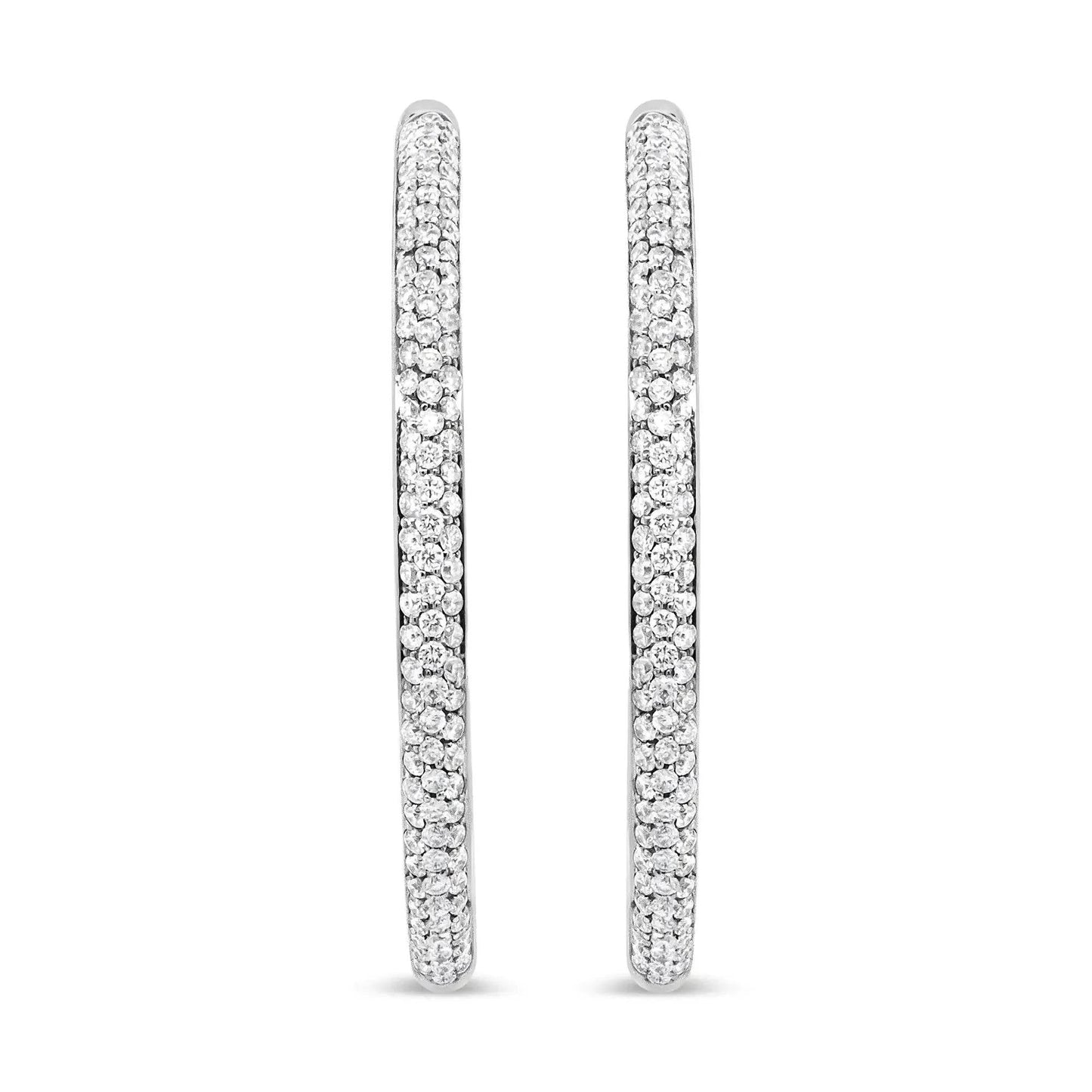 18K White Gold Double Shine 2ct Diamond Hoops - Solstik