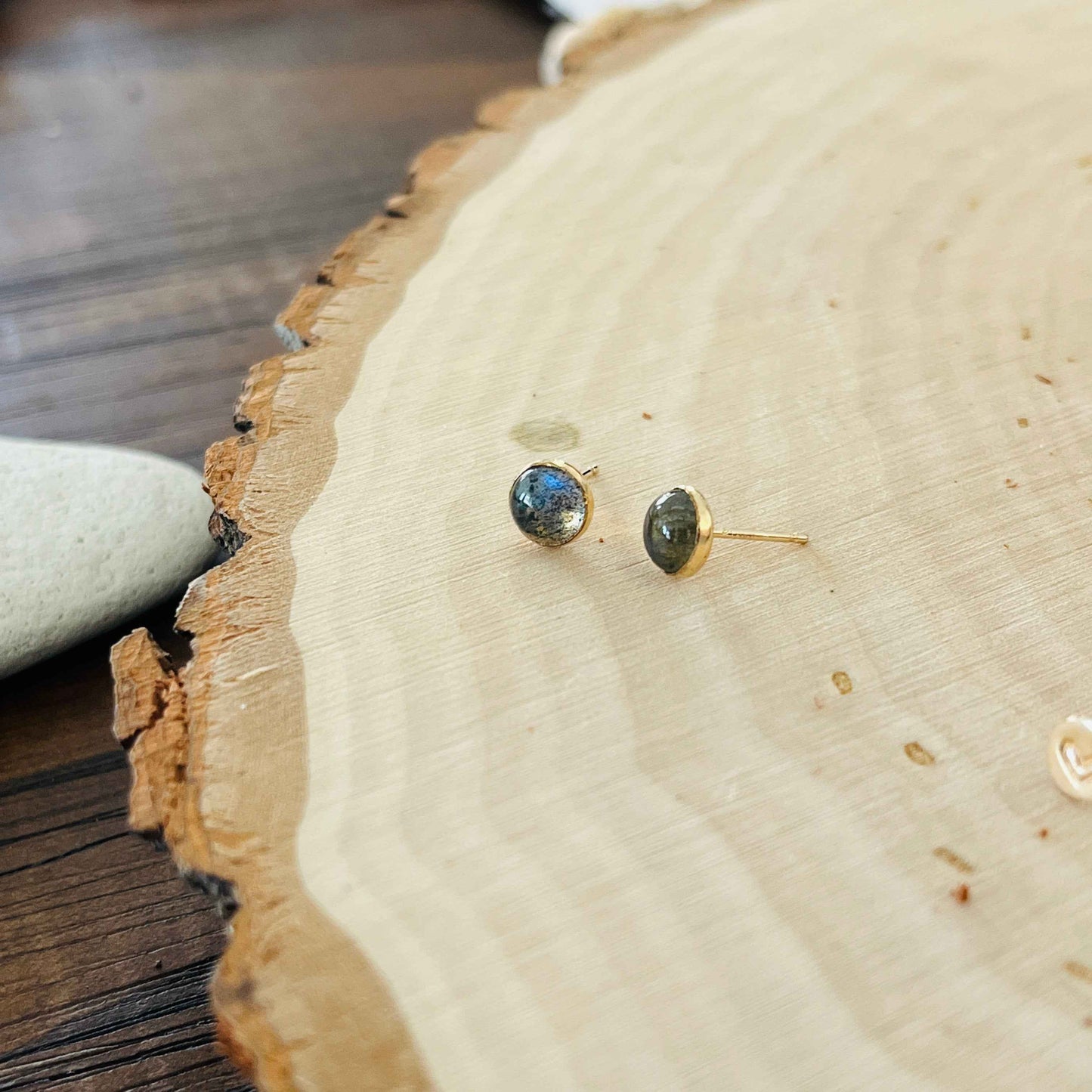 LABRADORITE STUD EARRINGS