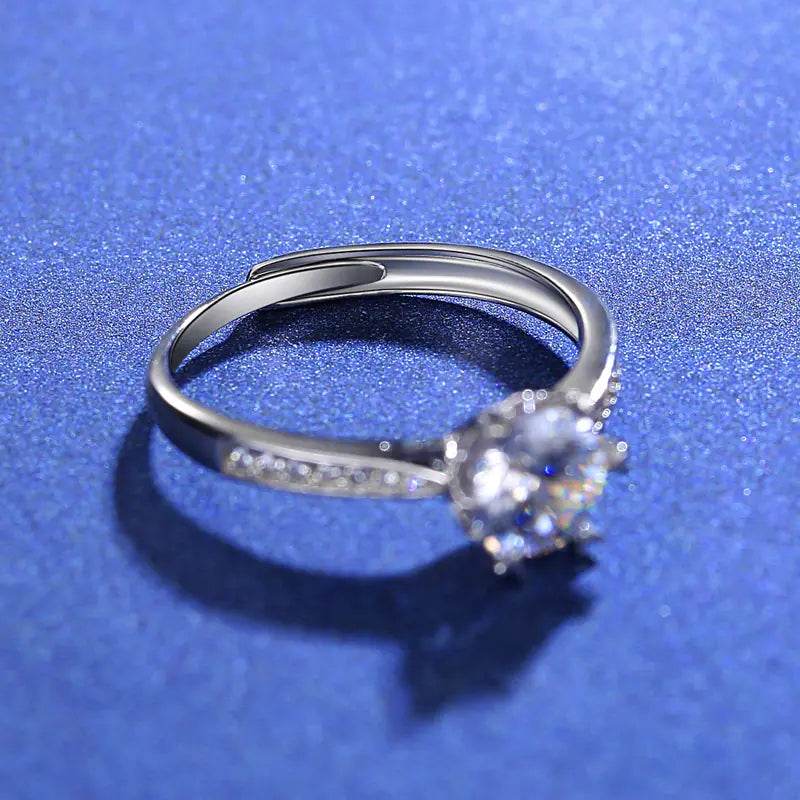 S925 Moissanite 1ct Snowflake Silver Ring - Solstik