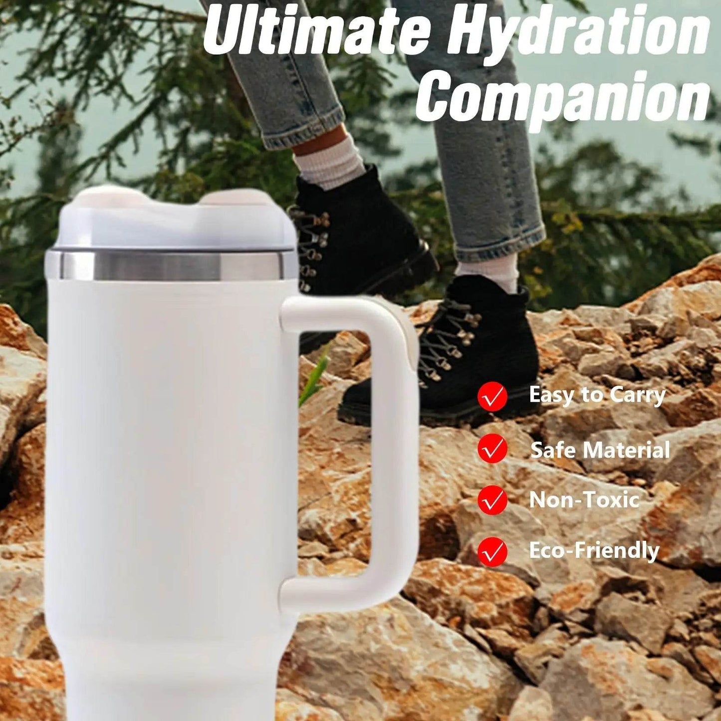 40oz V2 large capacity tumbler, With Handle And Straw Lid, Insulated Reusable Stainless Steel Water Bottles Travel Mug Coffee Cup car cup water cup For Men Women Outdoor Camping Driving, gift - Solstik