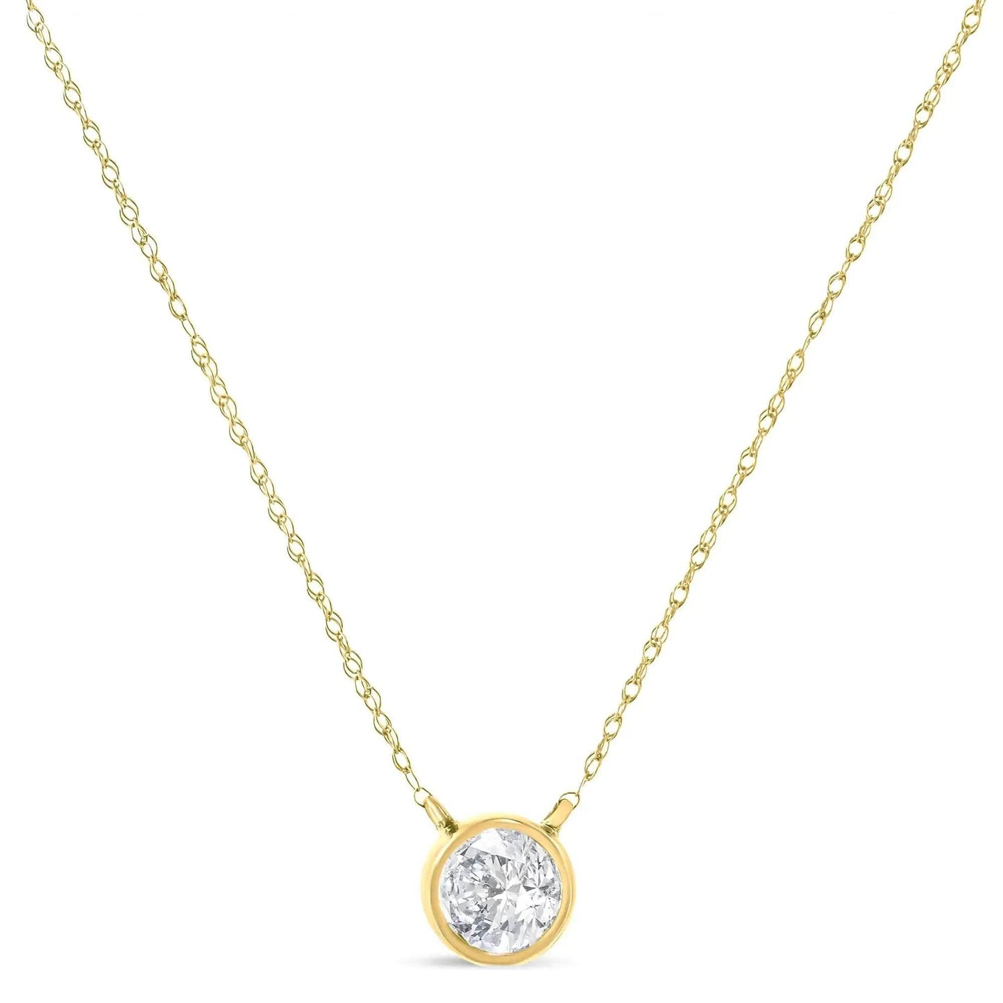 AGS 10K Gold Round Diamond Solitaire Pendant Necklace - Solstik