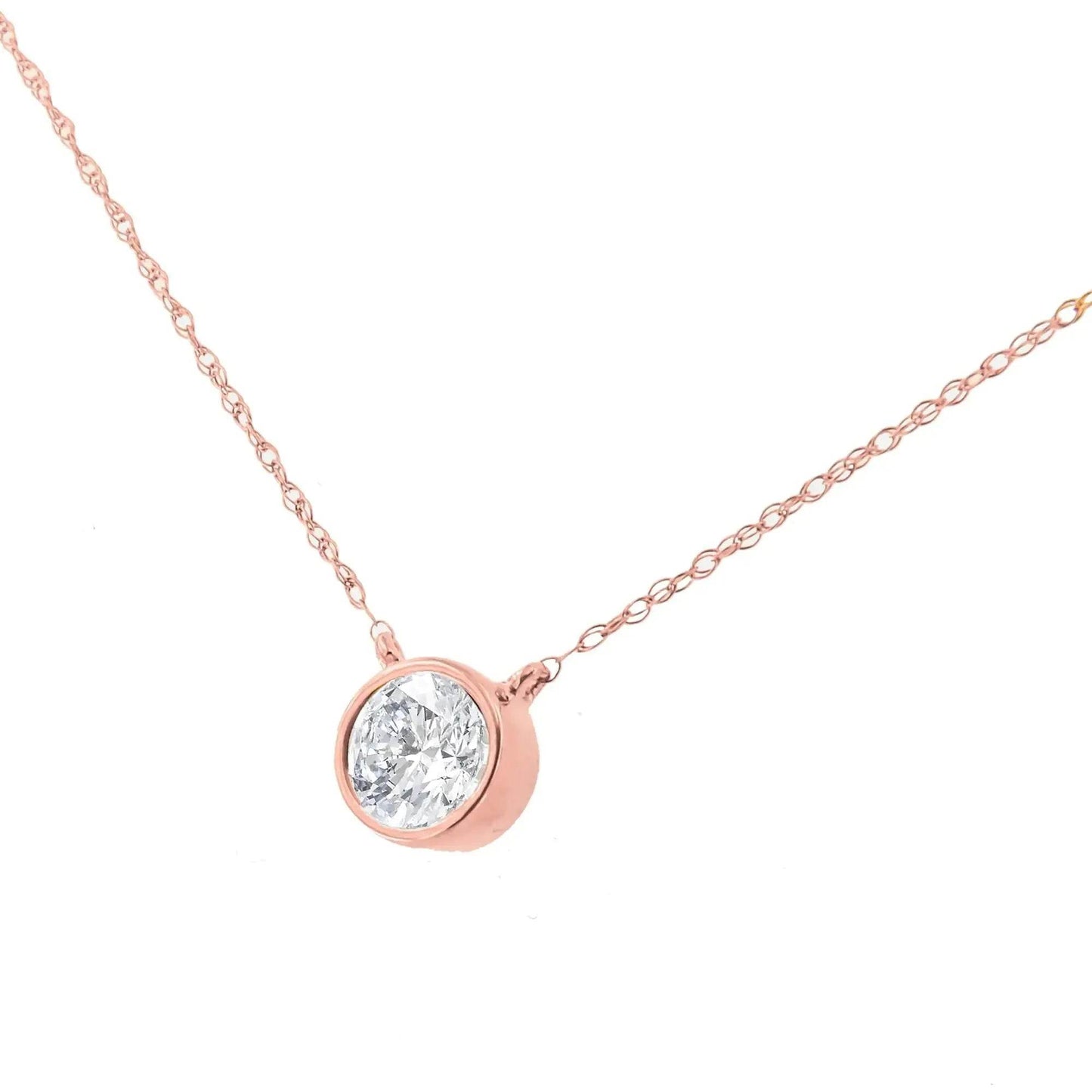 AGS 10K Gold Round Diamond Solitaire Pendant Necklace - Solstik