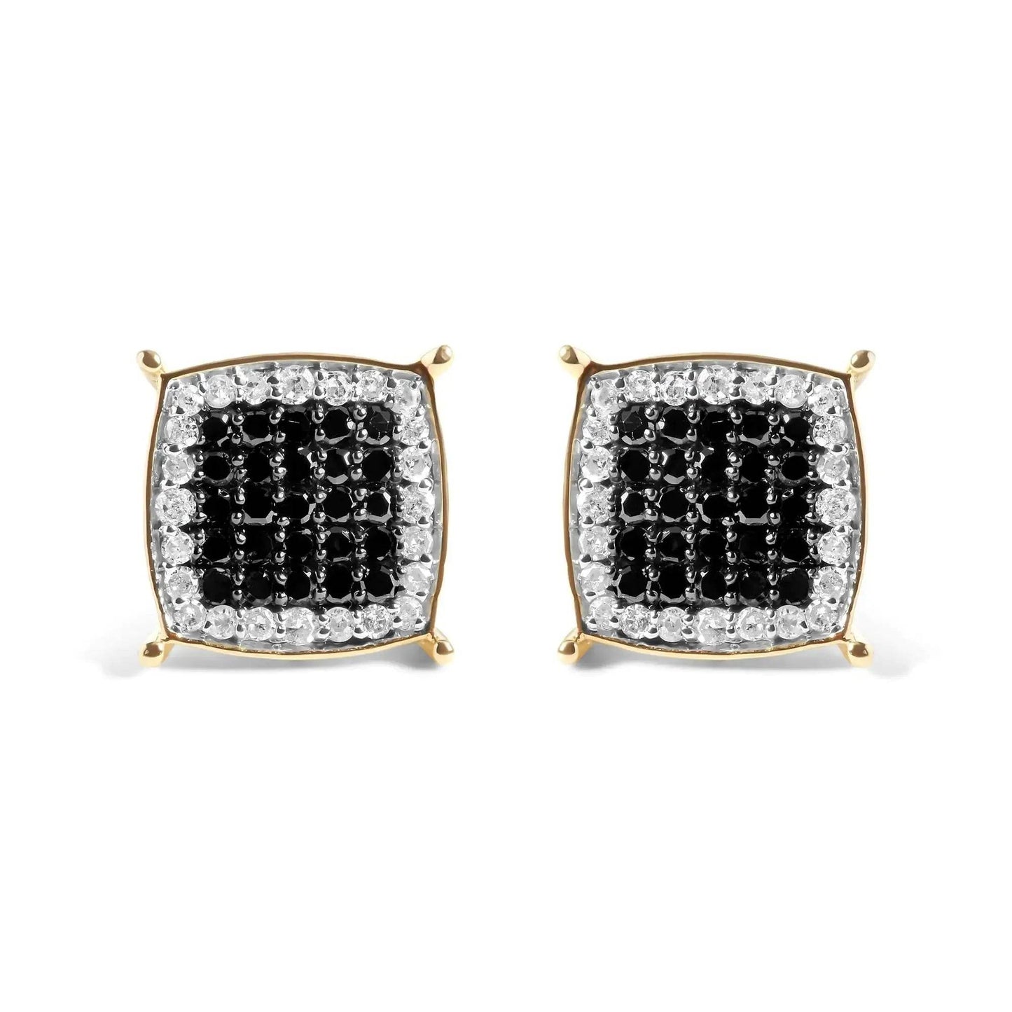 Men's 10K Gold Black & White Diamond Earring - 1/2 Cttw - Solstik