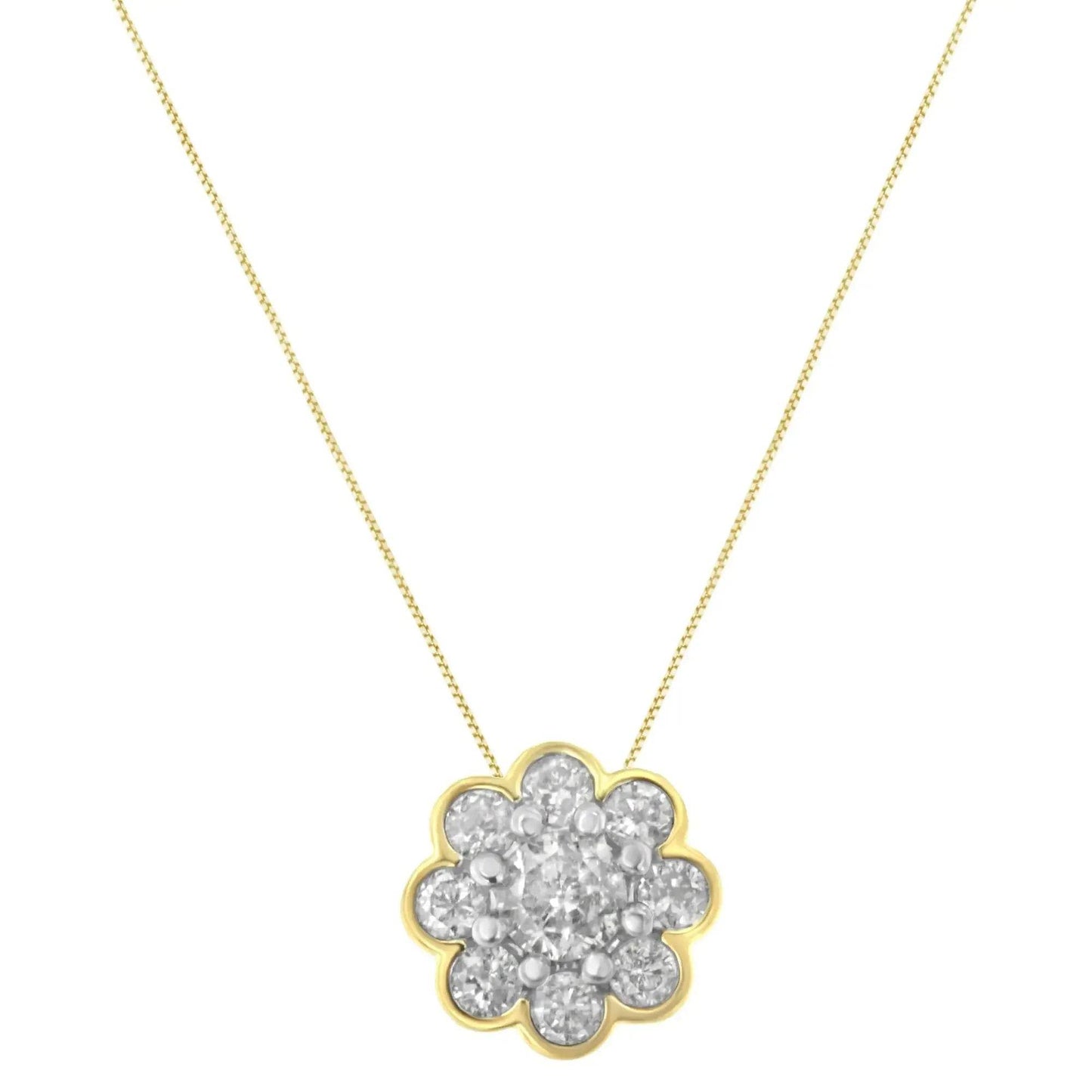 10K Yellow Gold Plated Silver Diamond Cluster Pendant - Solstik