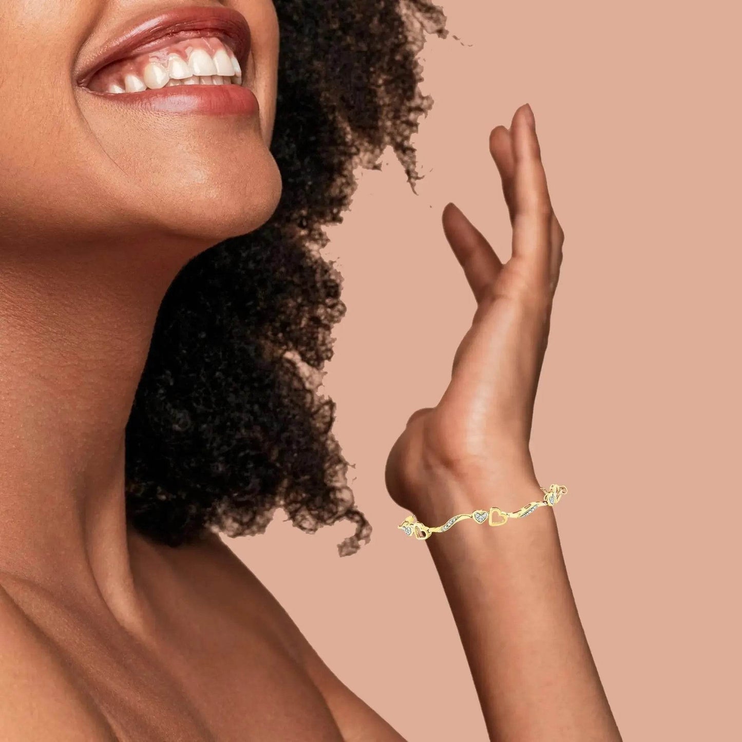 14K Gold Plated Silver Diamond Infinity Heart Bolo Bracelet - Solstik