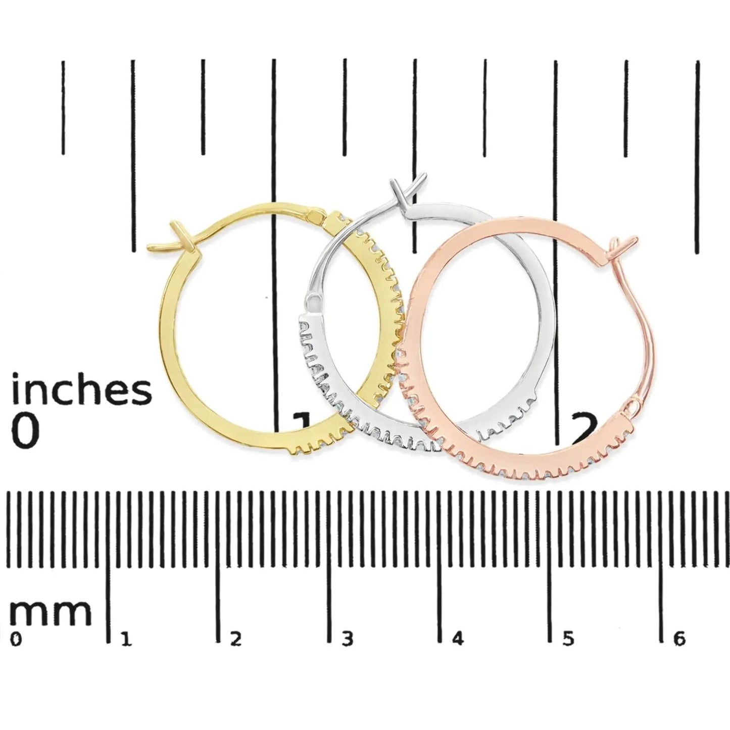 14K Three-Tone Gold Diamond Trio Hoop Earrings - 22 MM - Solstik