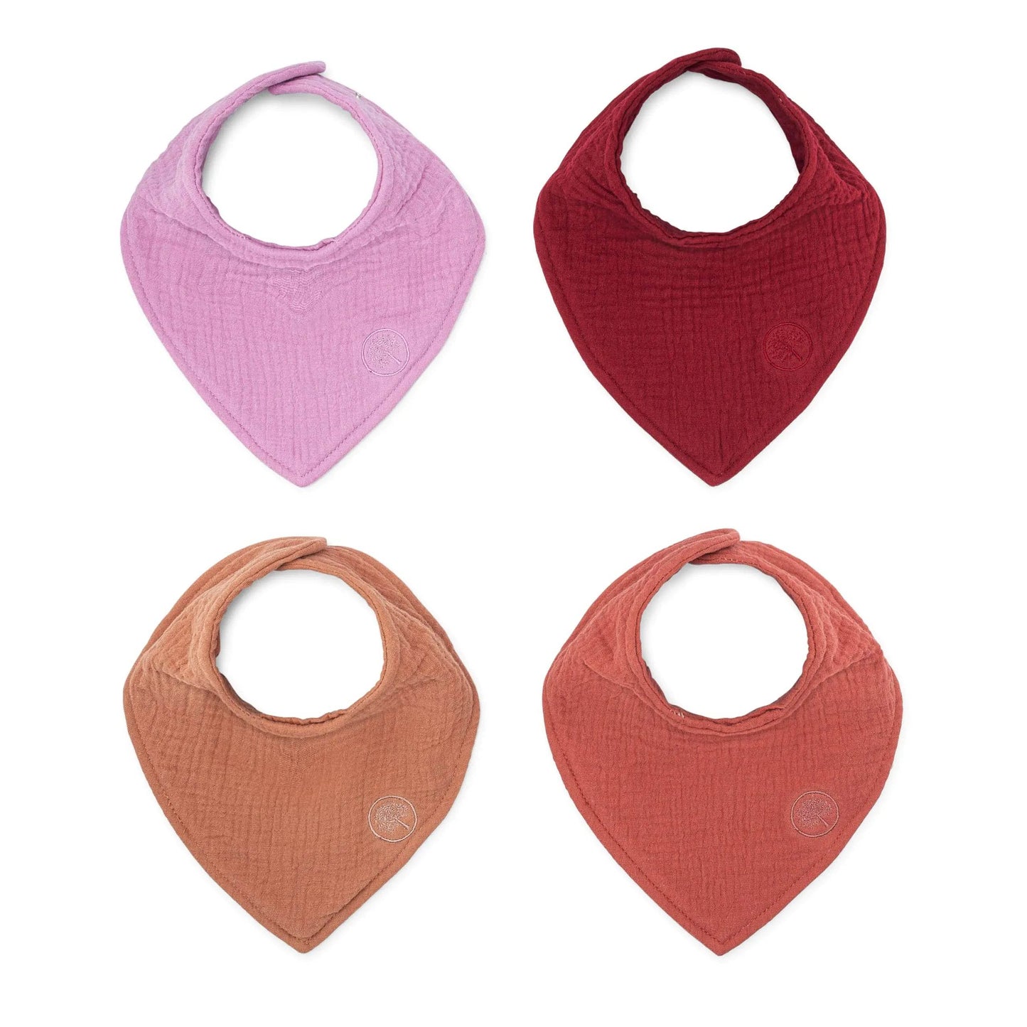 Parker Baby Co. Muslin Bandana Drool Bibs | 100% Soft Muslin Cotton Absorbent & Adjustable | Stylish Teething & Drooling Bibs 4 Pack - Rose Set - Solstik