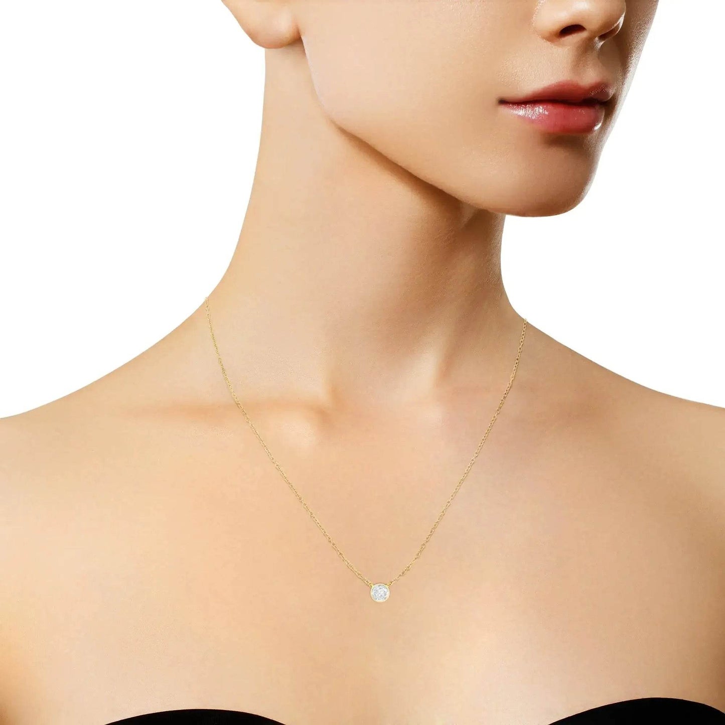 AGS 10K Gold Round Diamond Solitaire Pendant Necklace - Solstik