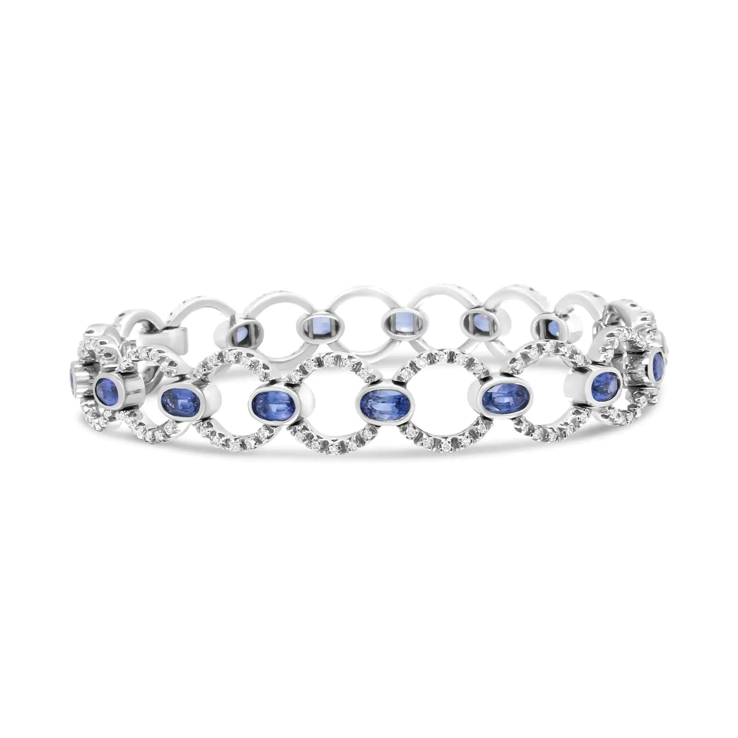 18K White Gold Diamond & Sapphire Circle Bracelet - Solstik