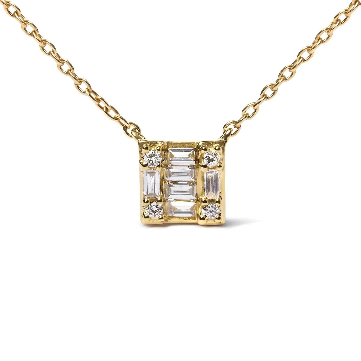 10K Yellow Gold Diamond Mosaic Pendant Necklace - Solstik