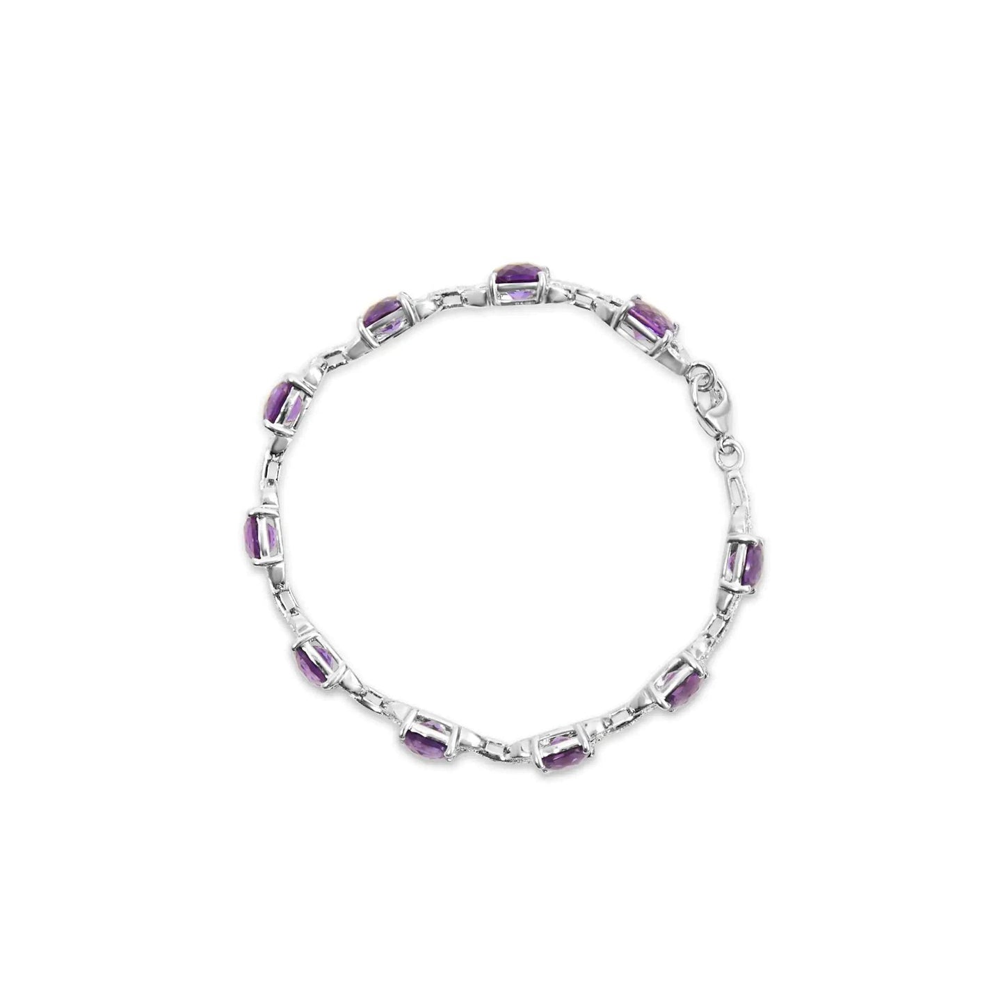 Sterling Silver Amethyst & Diamond Tennis Bracelet - 7 Inch - Solstik
