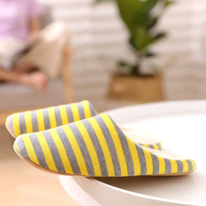 Soft Bottom Striped Indoor Home Slippers for Autumn/Winter - Solstik
