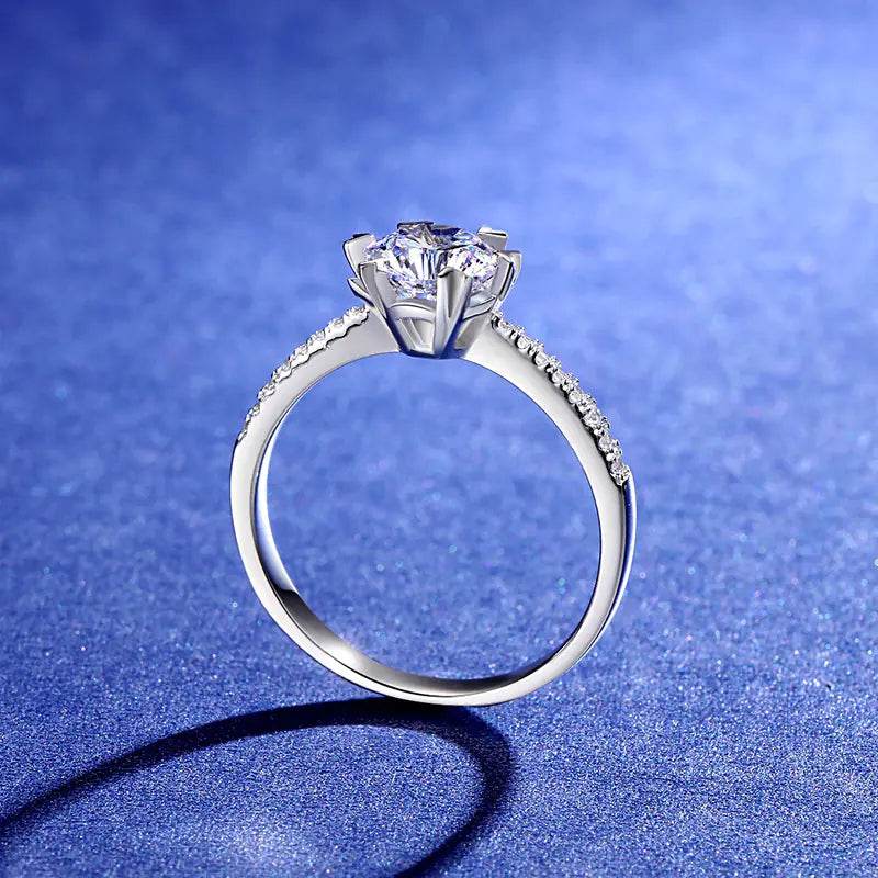 S925 Moissanite 1ct Snowflake Silver Ring - Solstik