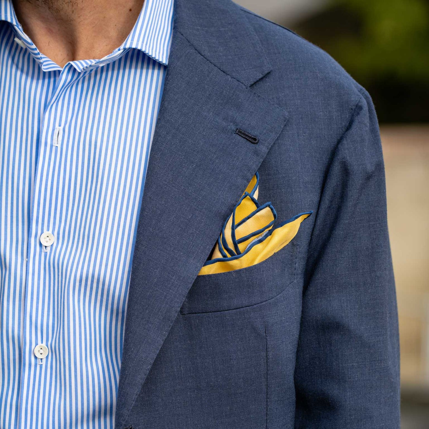 Fiastra - Silk Pocket Square - Yellow - Solstik