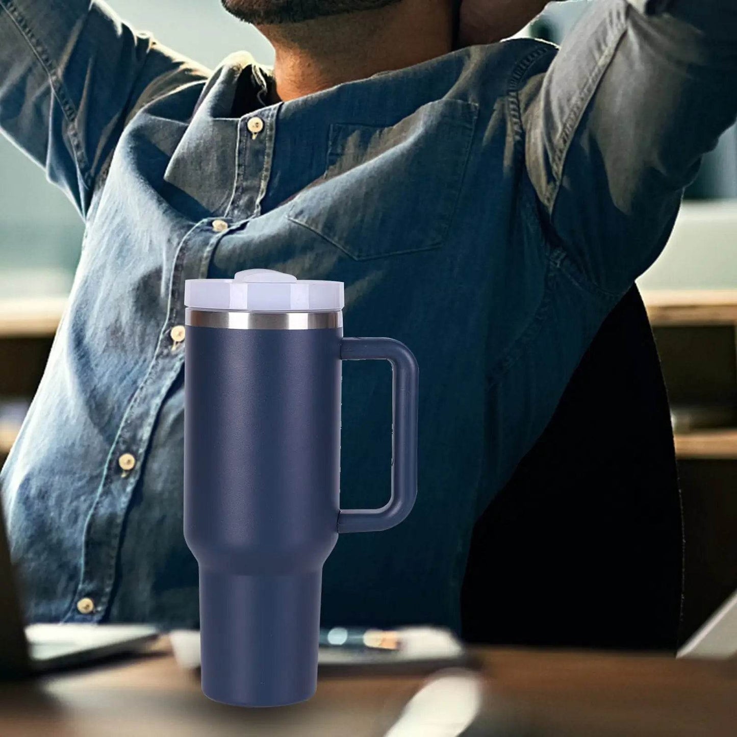 40oz V2 large capacity tumbler, With Handle And Straw Lid, Insulated Reusable Stainless Steel Water Bottles Travel Mug Coffee Cup car cup water cup For Men Women Outdoor Camping Driving, gift - Solstik