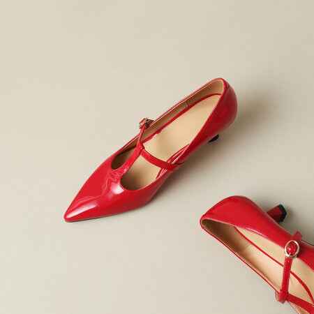 New Spring And Autumn Authentic Leather Square Toe Women's Shoes