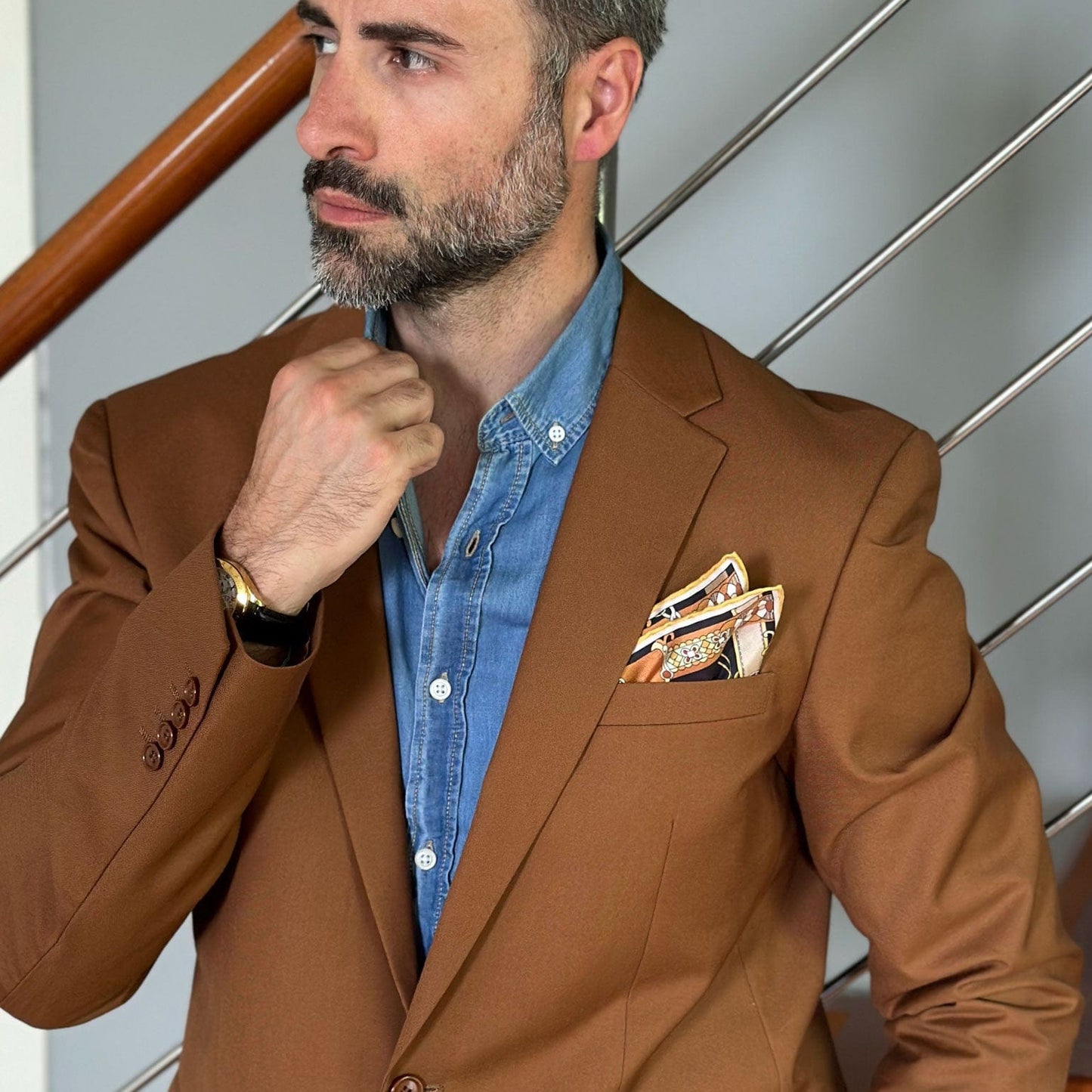 Like Clockwork - Silk Pocket Square - Black - Solstik