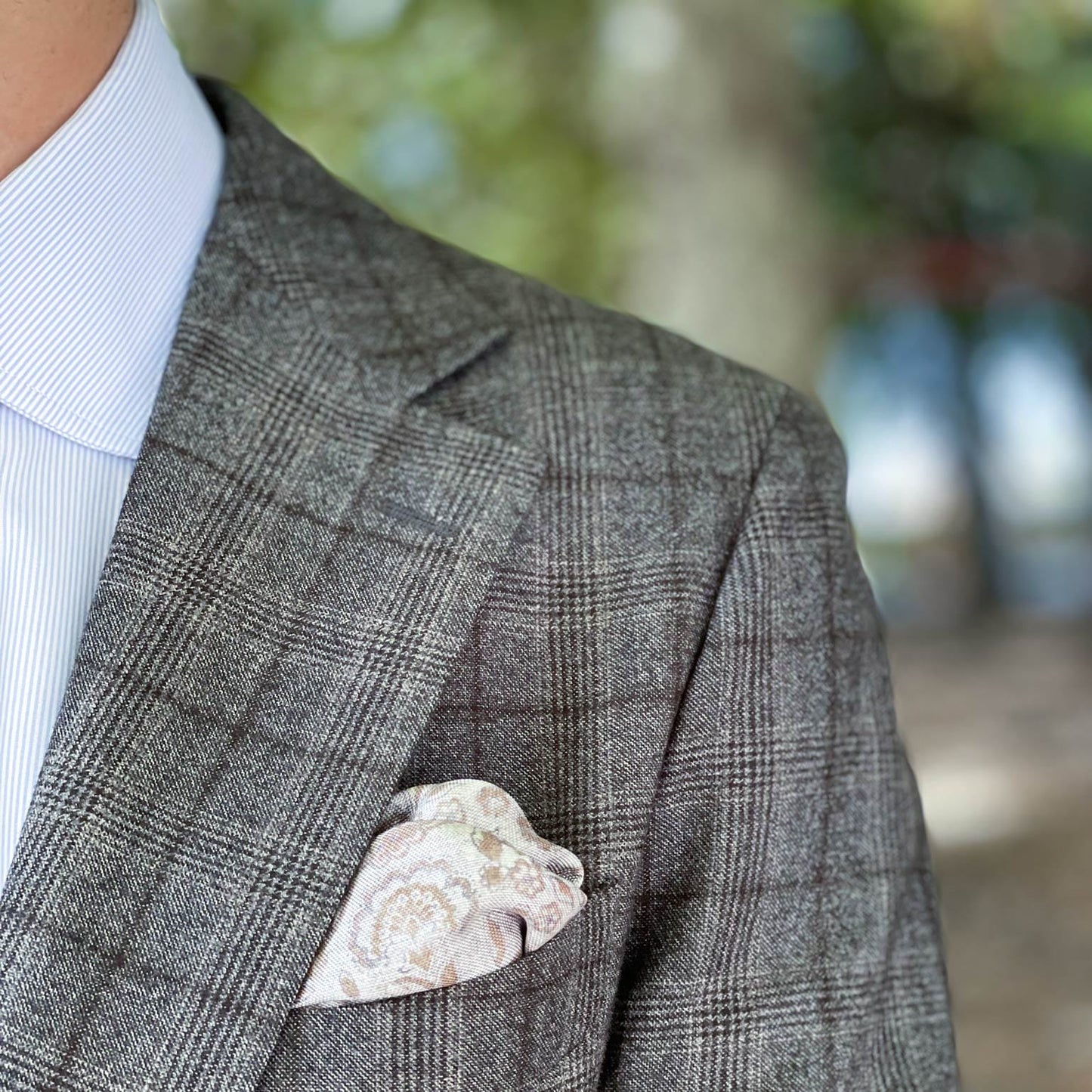 Pascal - Double Sided Silk Pocket Square - Grey & Bronze - Solstik