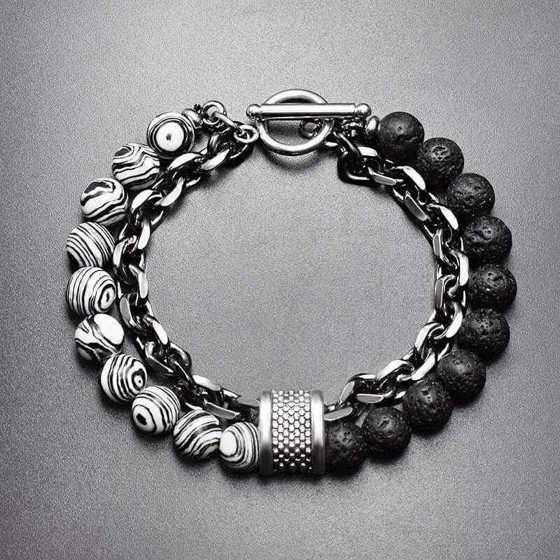 Black Malachite Lava Stone Bracelet